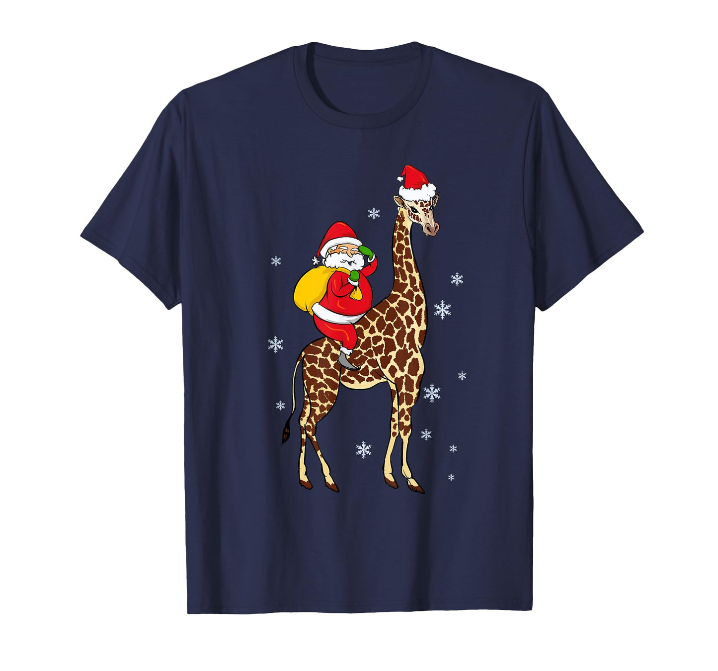 Funny Santa Giraffe Christmas Pajama Gift For Men Women Kids T-Shirt