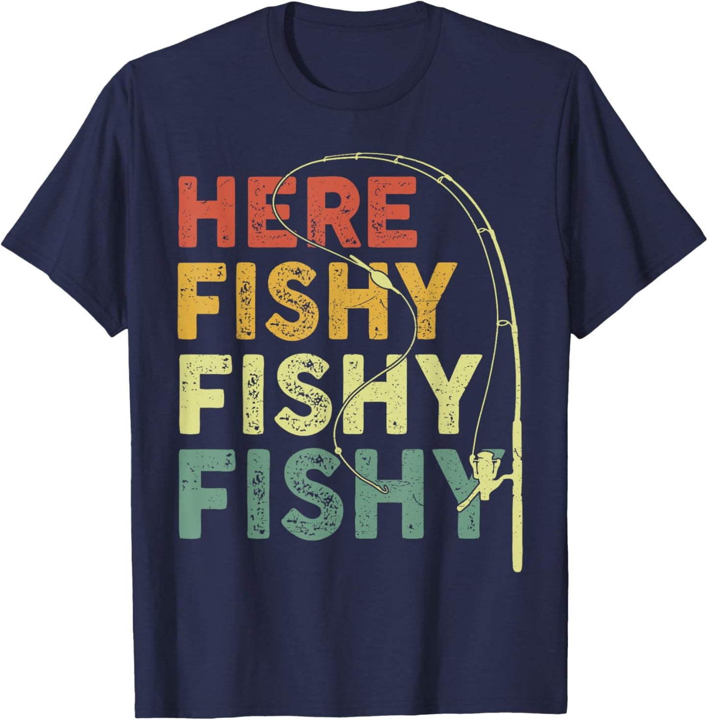 Fishing Shirt Here-Fishy Funny Bass Fish Dad T-Shirt