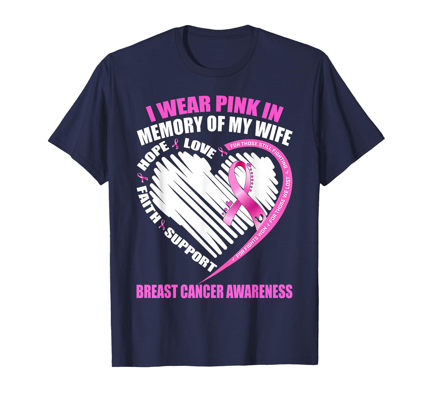 Gift I Wear Pink In Memory Of Wife Breast Cancer Awareness T-Shirt