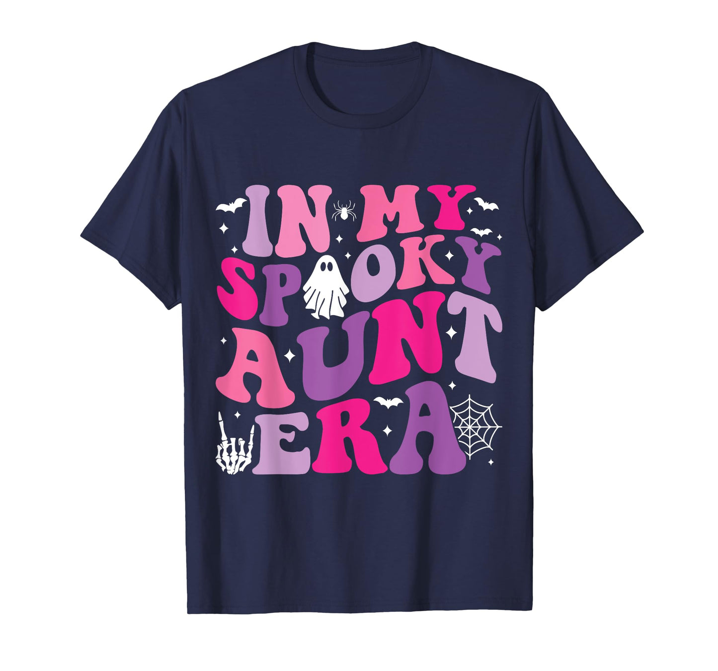 Groovy In My Spooky Aunt Era Hippie Halloween Auntie Ghost T-Shirt