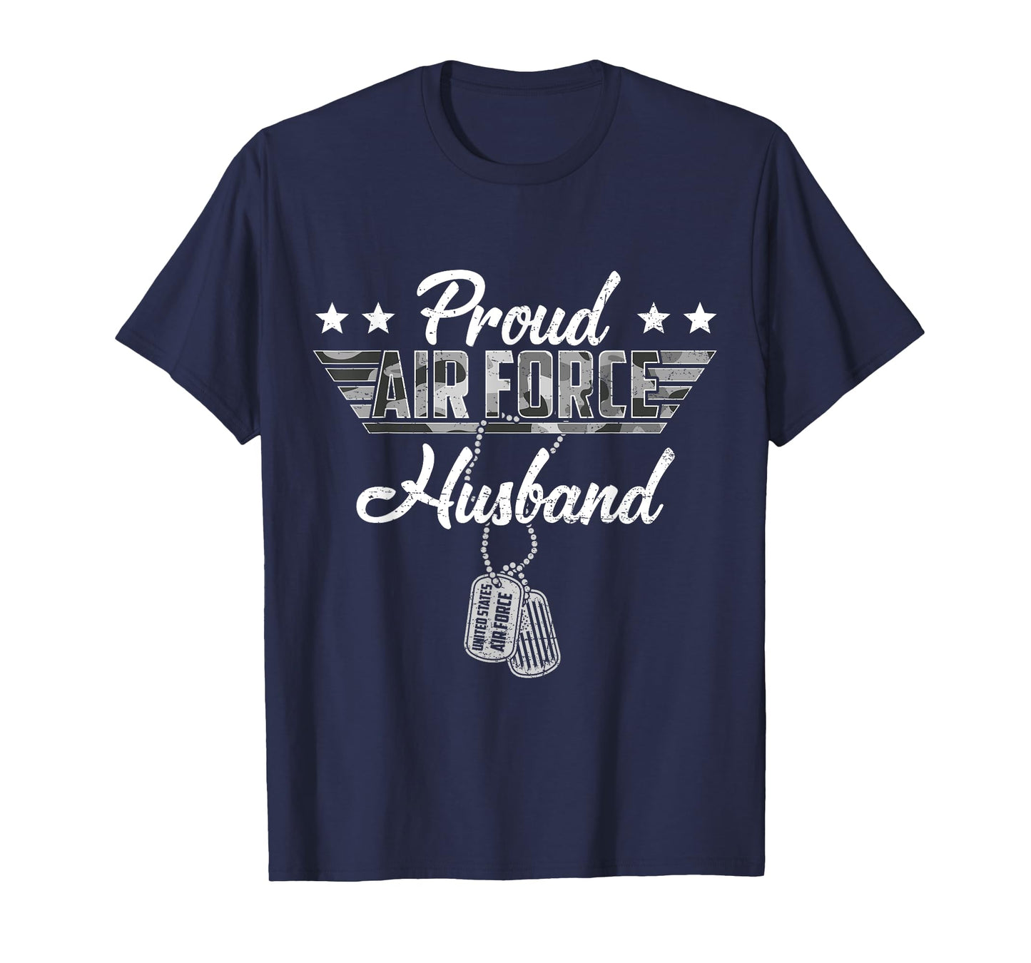 Proud Air Force Husband Camouflage USAF Veteran Airman T-Shirt