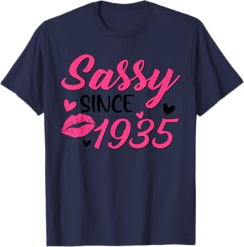 Sassy Since 1935 90th Birthday Women Party 90 Year Old T-Shirt