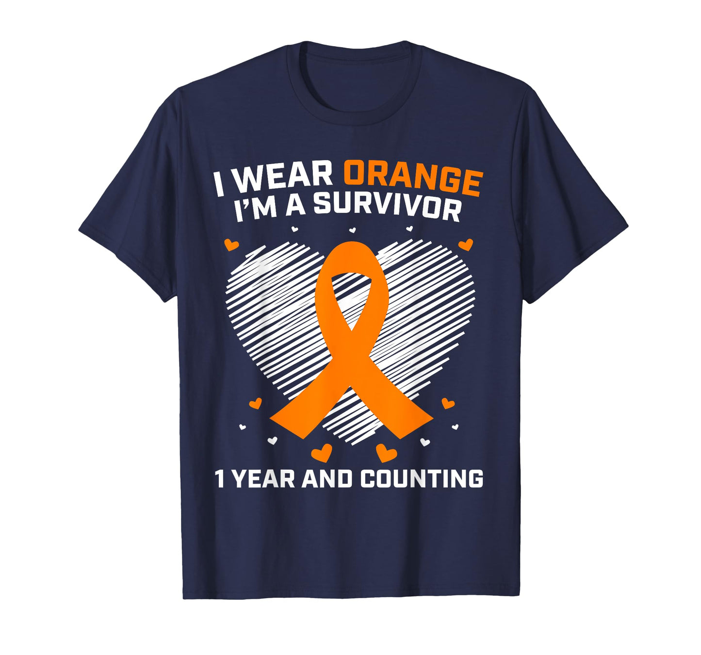 1 Year Cancer Free Leukemia Survivor Gifts Orange Awareness T-Shirt