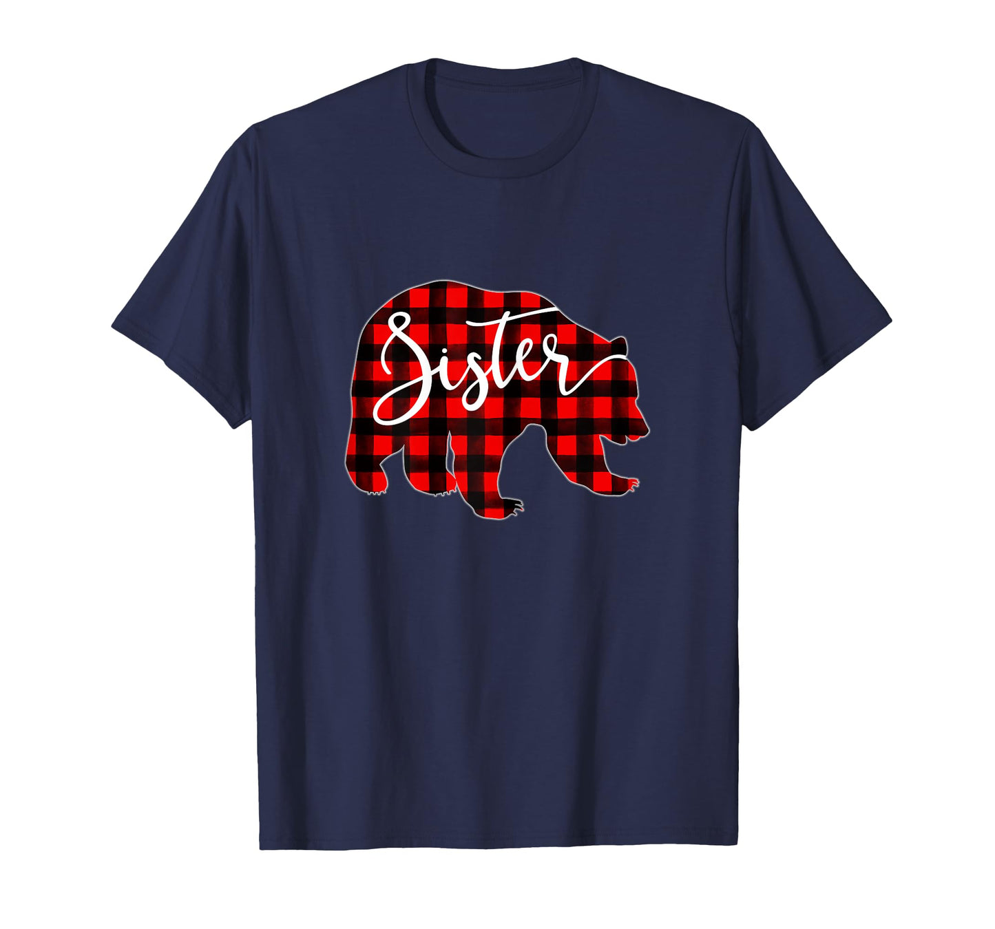 Red Plaid Sister Bear Matching Family Christmas Eve Buffalo T-Shirt