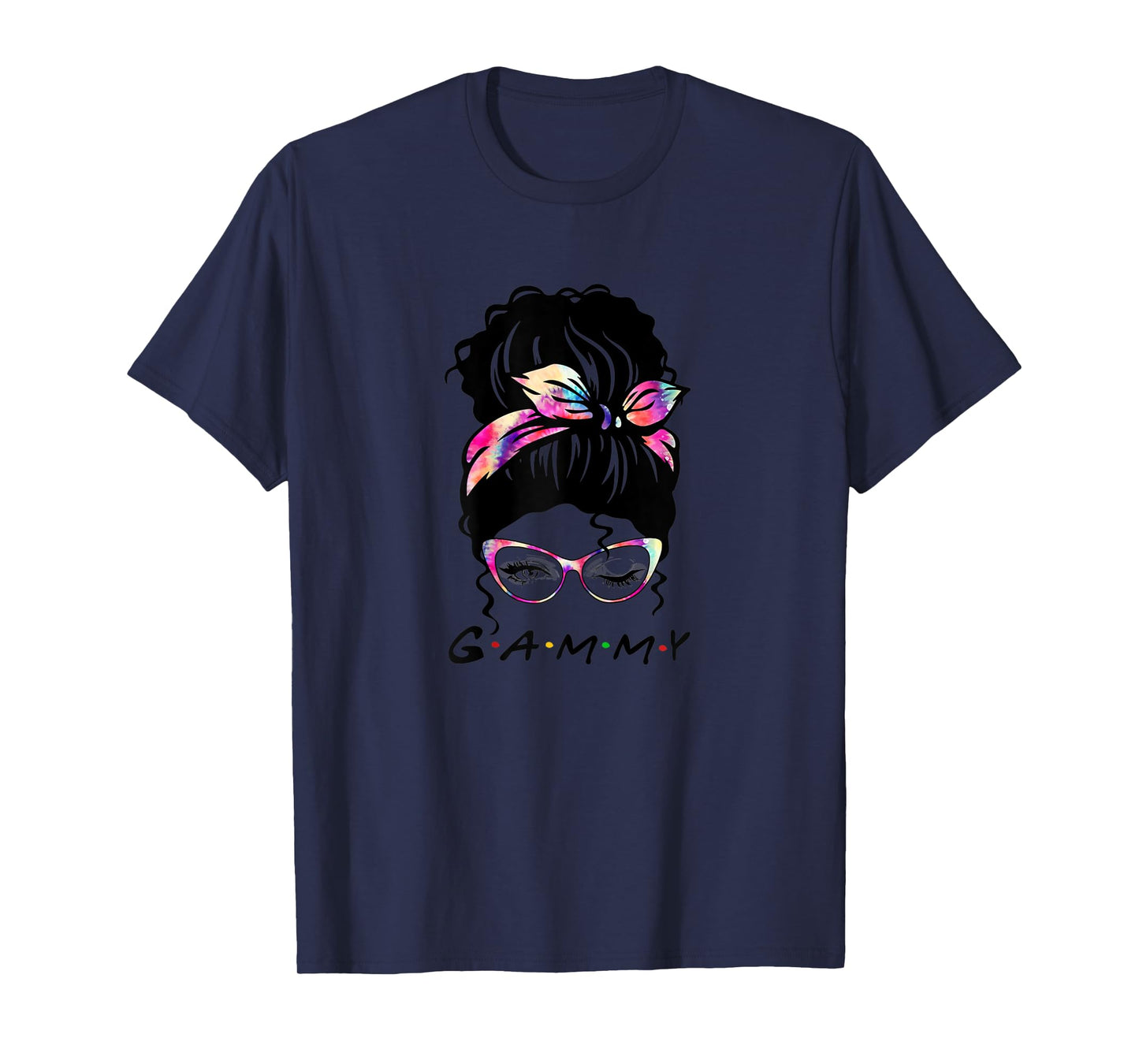 Womens Messy Hair Bun Gammy Life Wink Eye Tie Dye Mothers Day T-Shirt