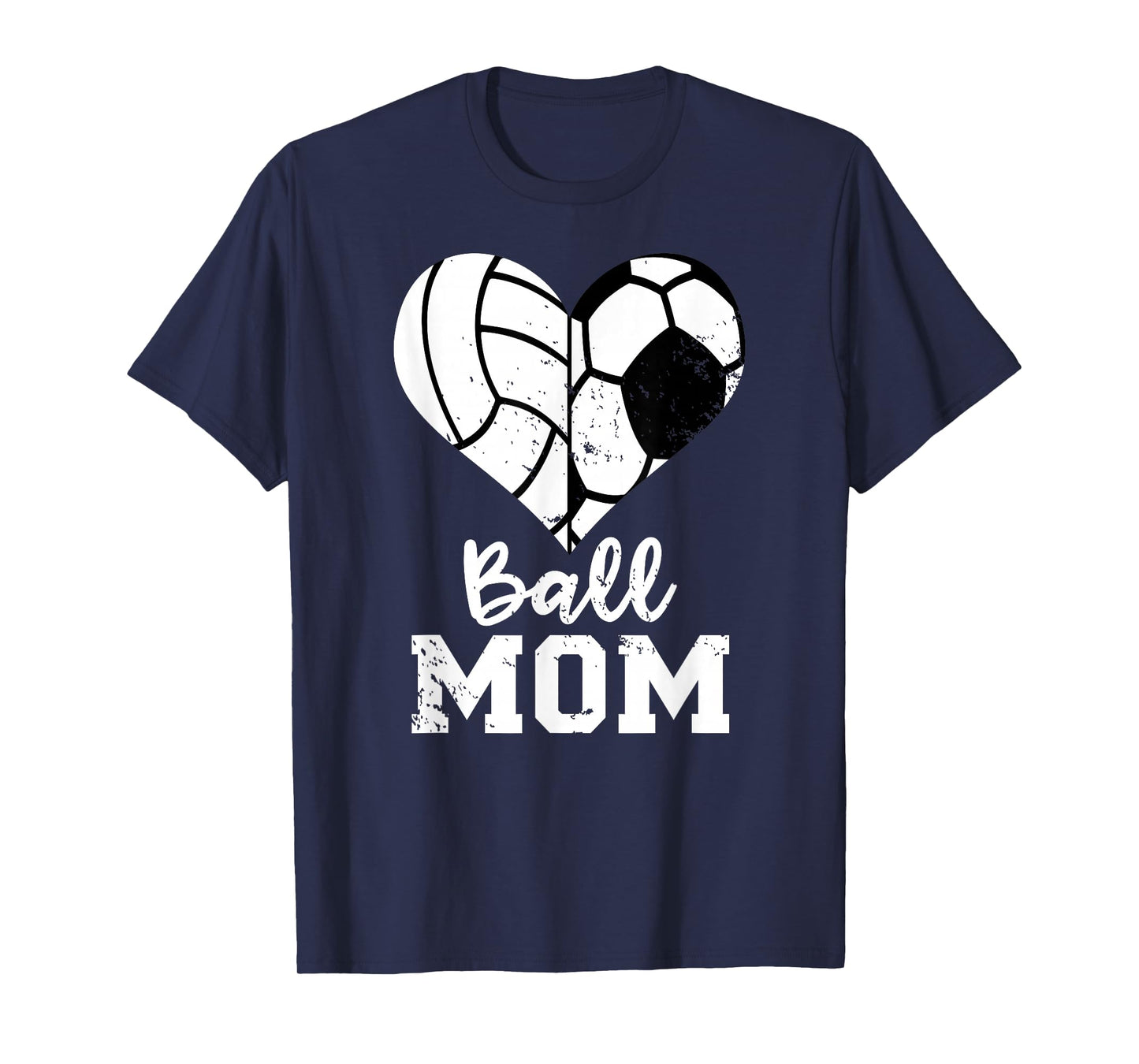 Ball Mom Heart Funny Soccer Volleyball Mom T-Shirt