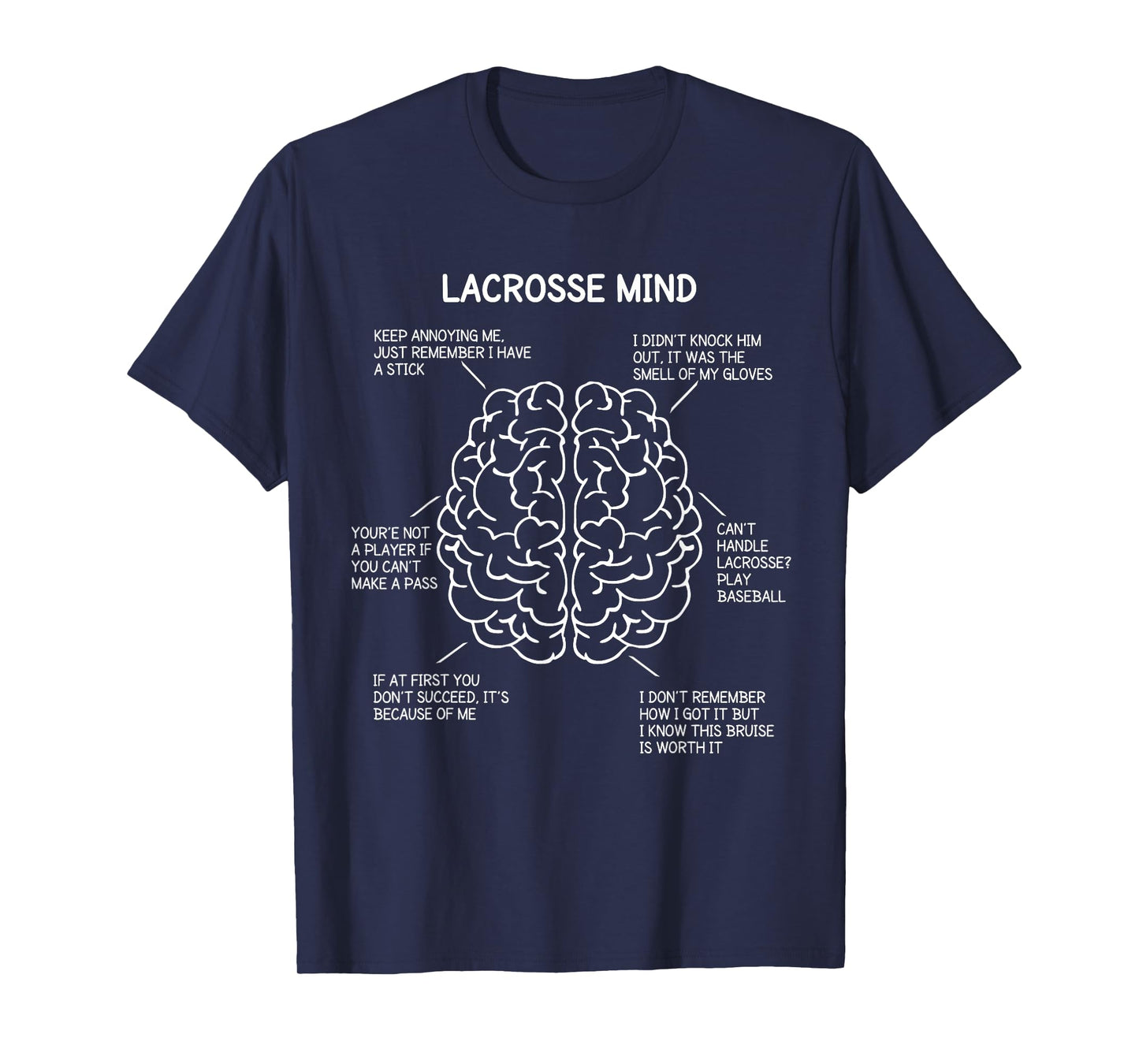 Lacrosse Player Think Sayings Brain Funny Christmas Gift T-Shirt