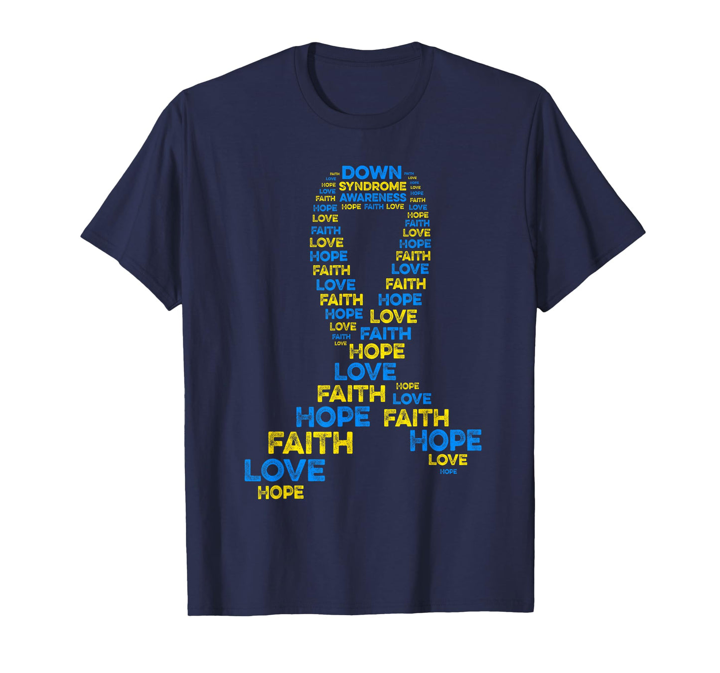 Down Syndrome Awareness Hope Faith Love Teal Ribbon Mom T-Shirt
