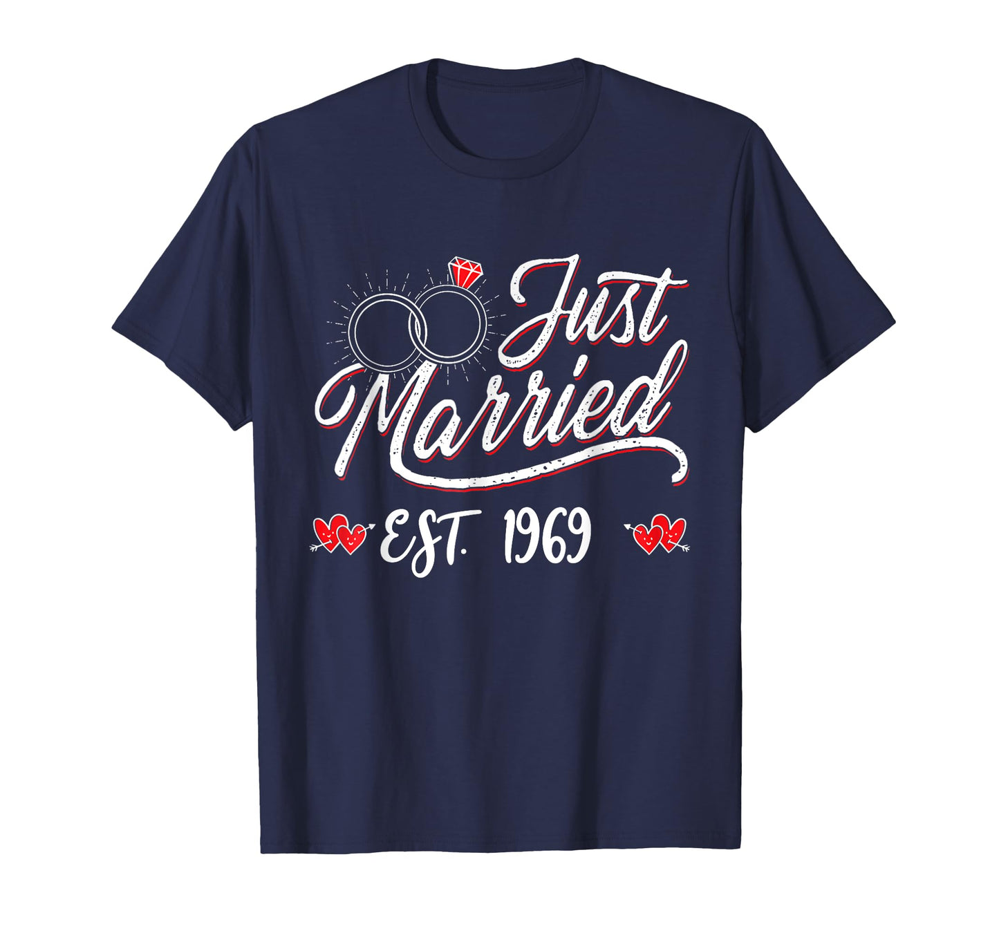 Just Married EST 1969 Husband Wife 56th Wedding Anniversary T-Shirt