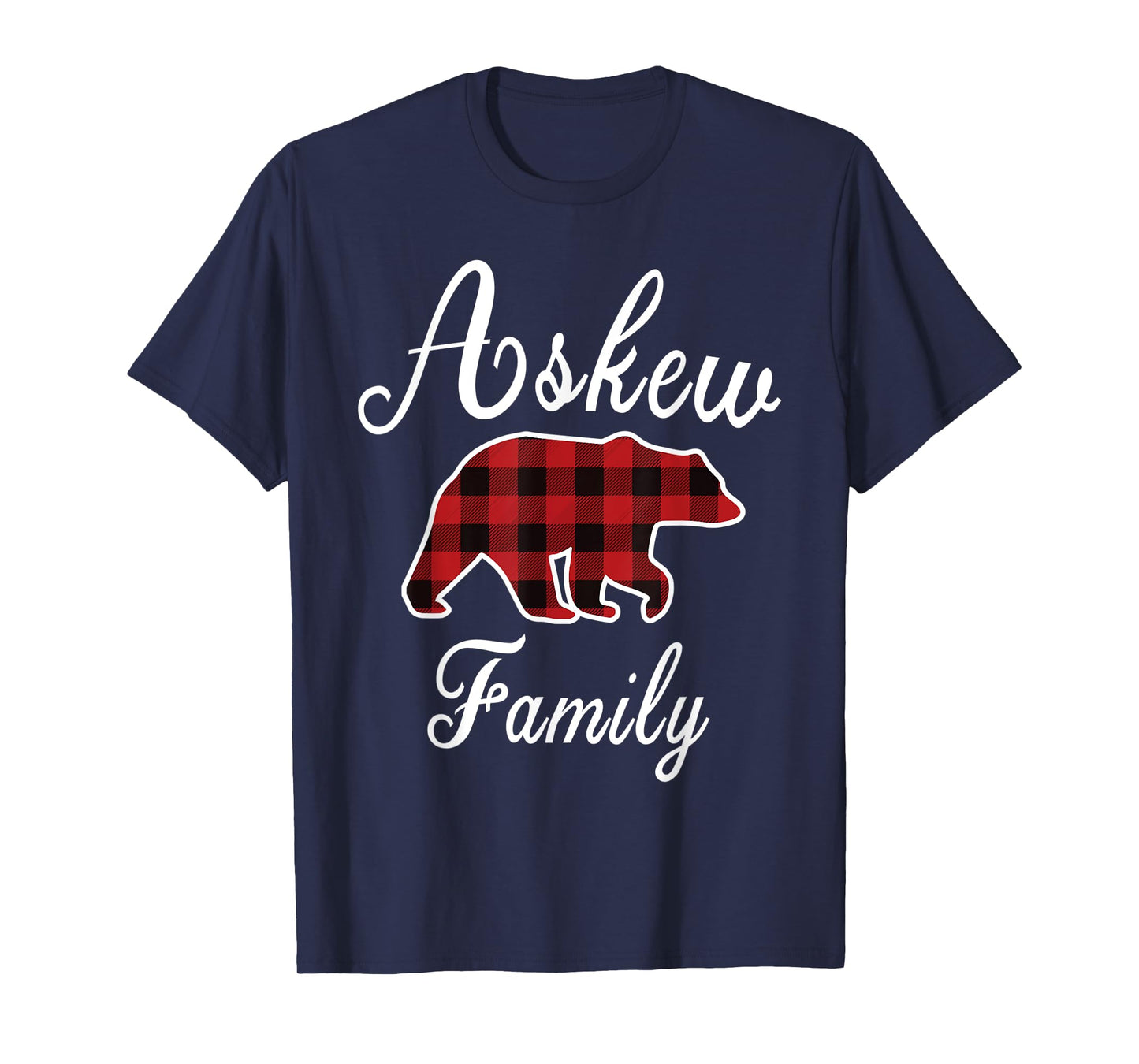 ASKEW Family Bear Red Plaid Christmas Pajama Men Women Gift T-Shirt
