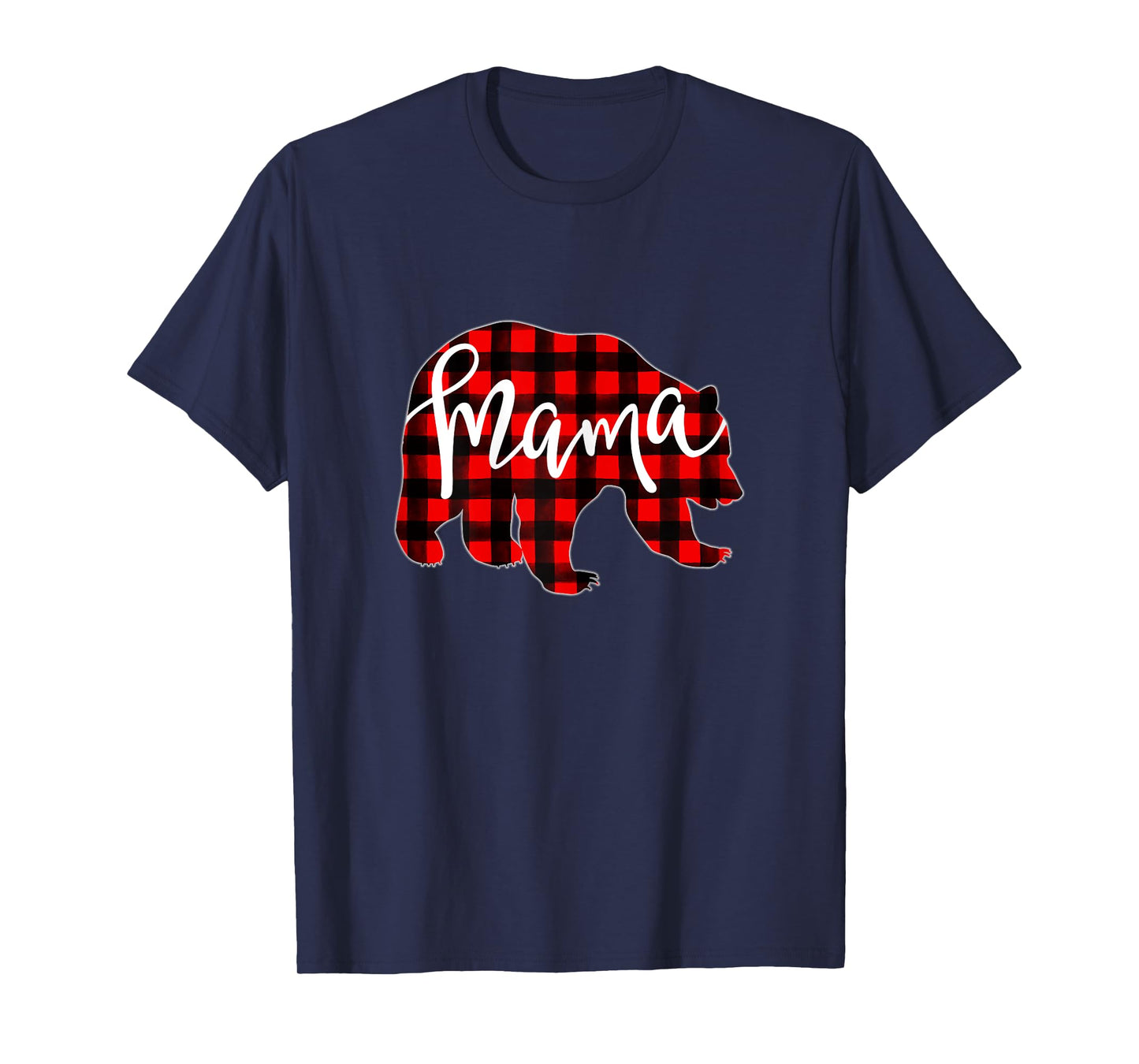 Red Plaid Mama Bear Matching Family Christmas Eve Buffalo T-Shirt