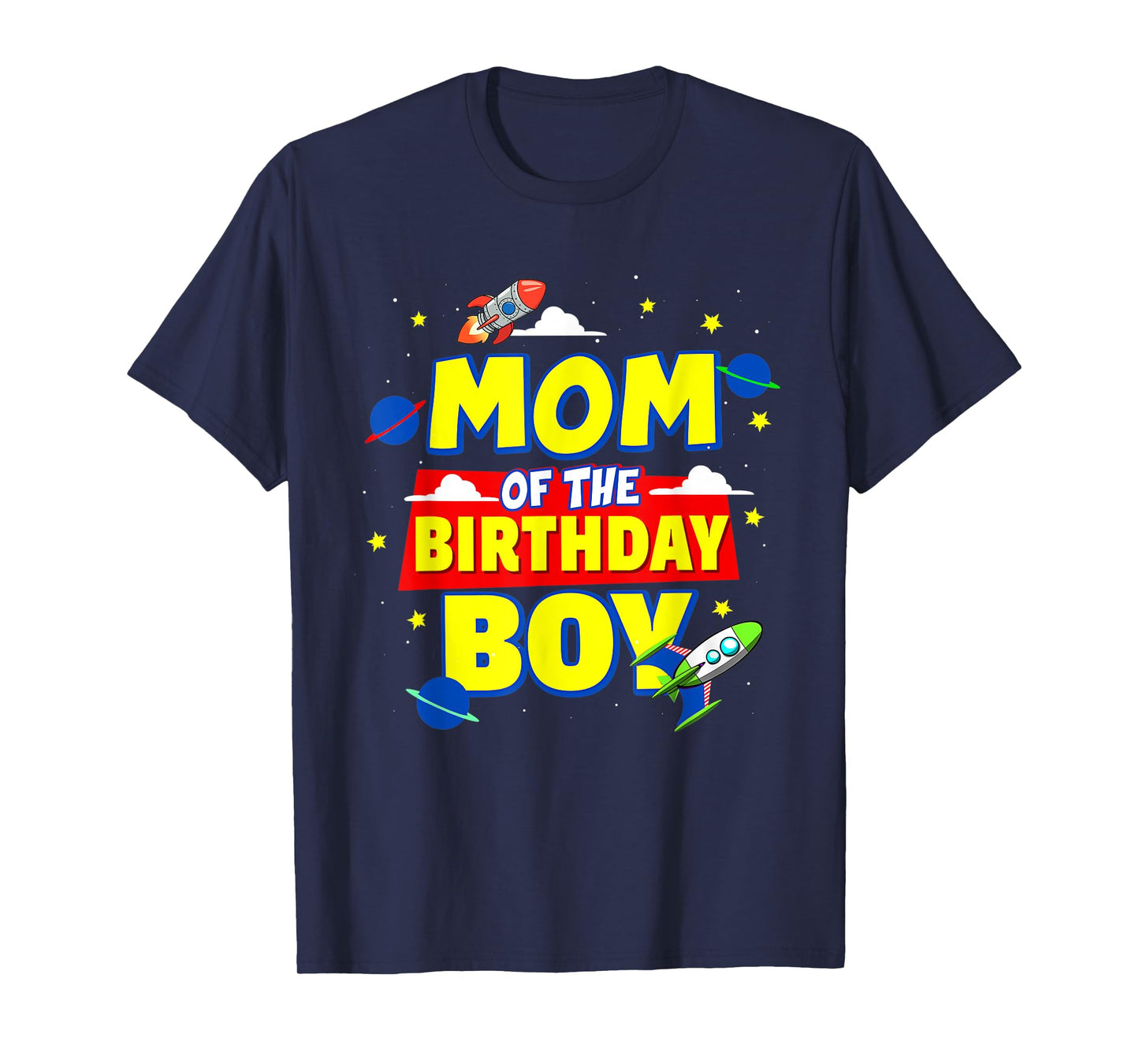 Mom Of The Birthday Astronaut Boy Outer Space Theme Party T-Shirt