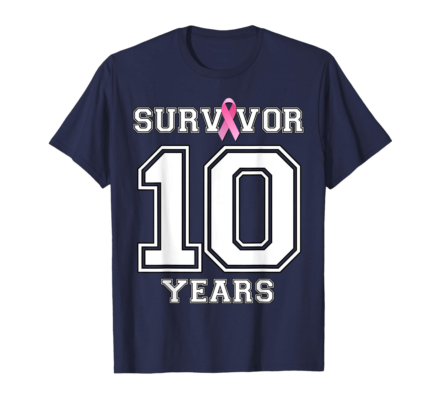 10 Years Breast Cancer Survivor Gifts For Women Pink Ribbon T-Shirt