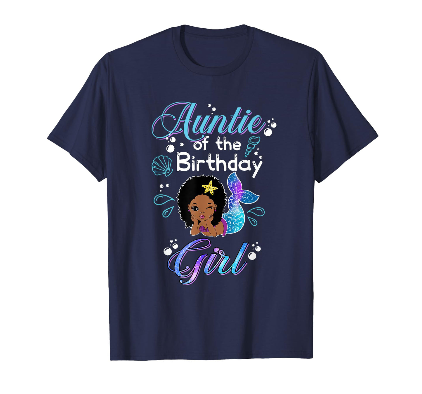 Auntie Of The Birthday Mermaid African American Kids Women T-Shirt