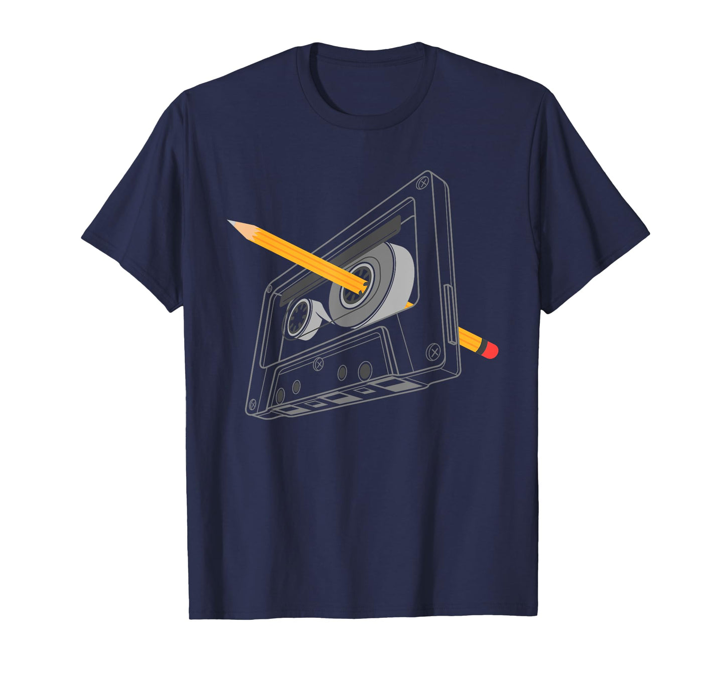 Vintage Rewind Funny 80s 90s Cassette Pencil Gift Men Women T-Shirt