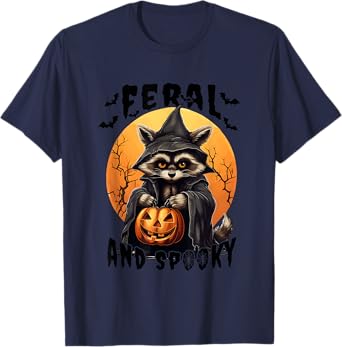 Funny Feral and Spooky Cute Raccoon Halloween For Women Men T-Shirt