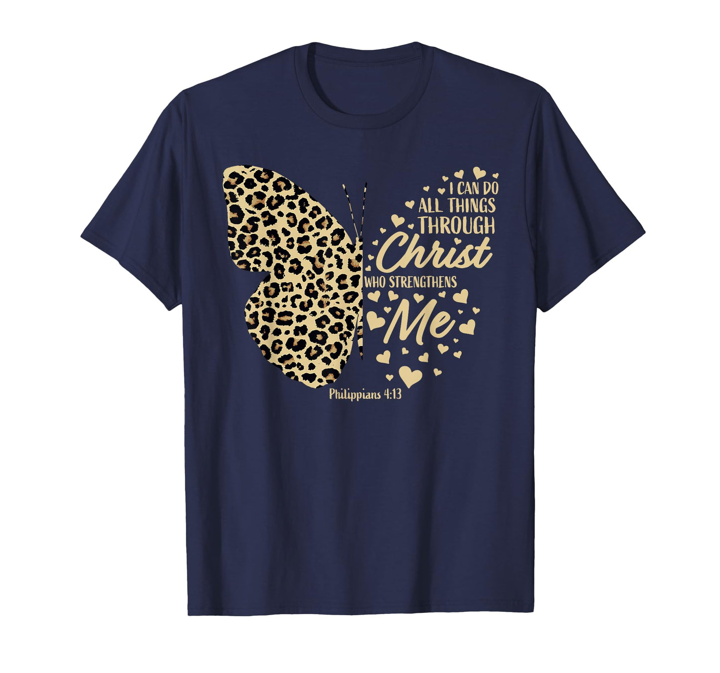 Christian Bible Verse Butterfly Cheetah Mom Women Teen Girls T-Shirt