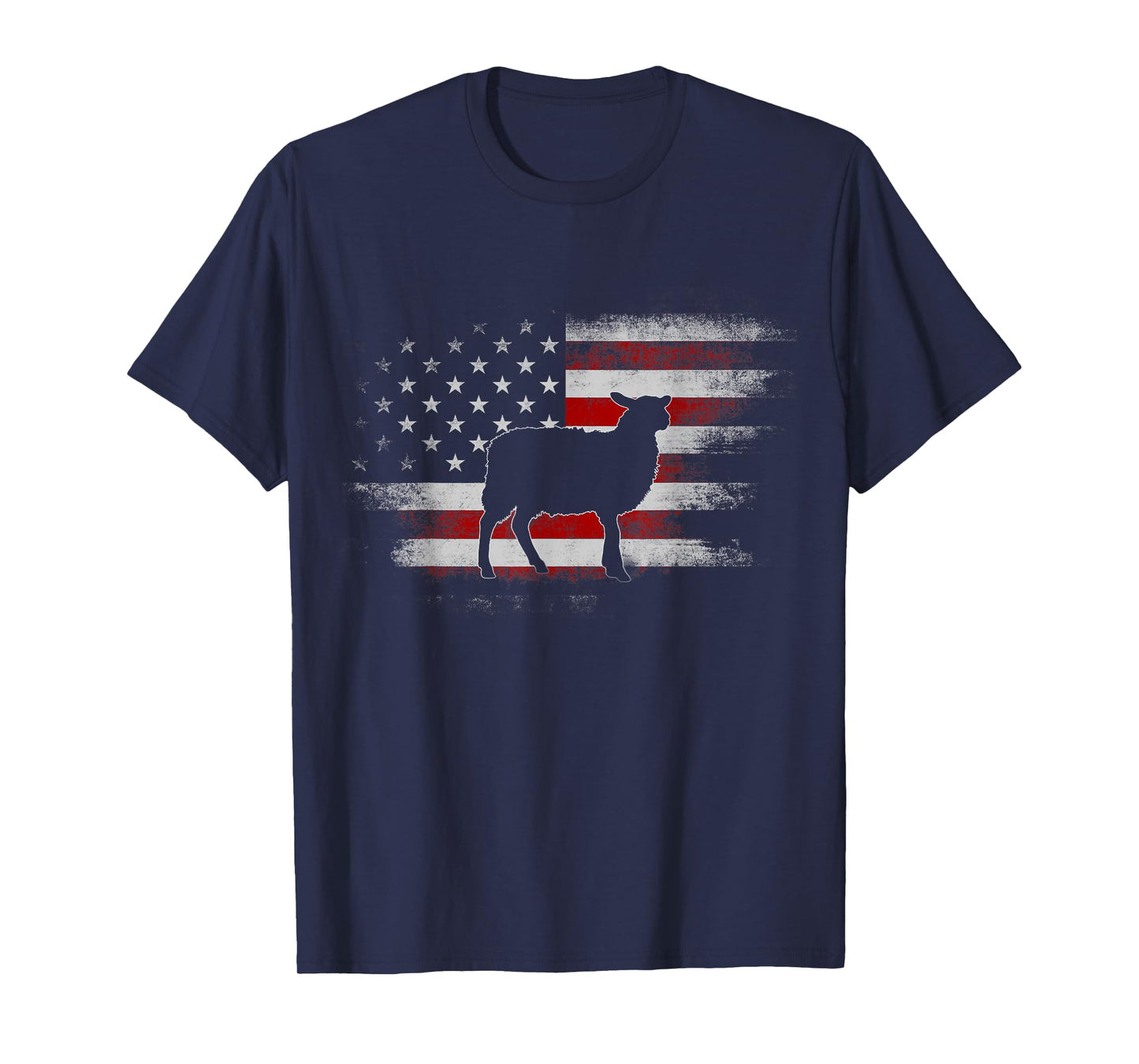Farm Sheep 4th Of July Cool Sheep US Flag Vintage Design Women Kids Men T-Shirt