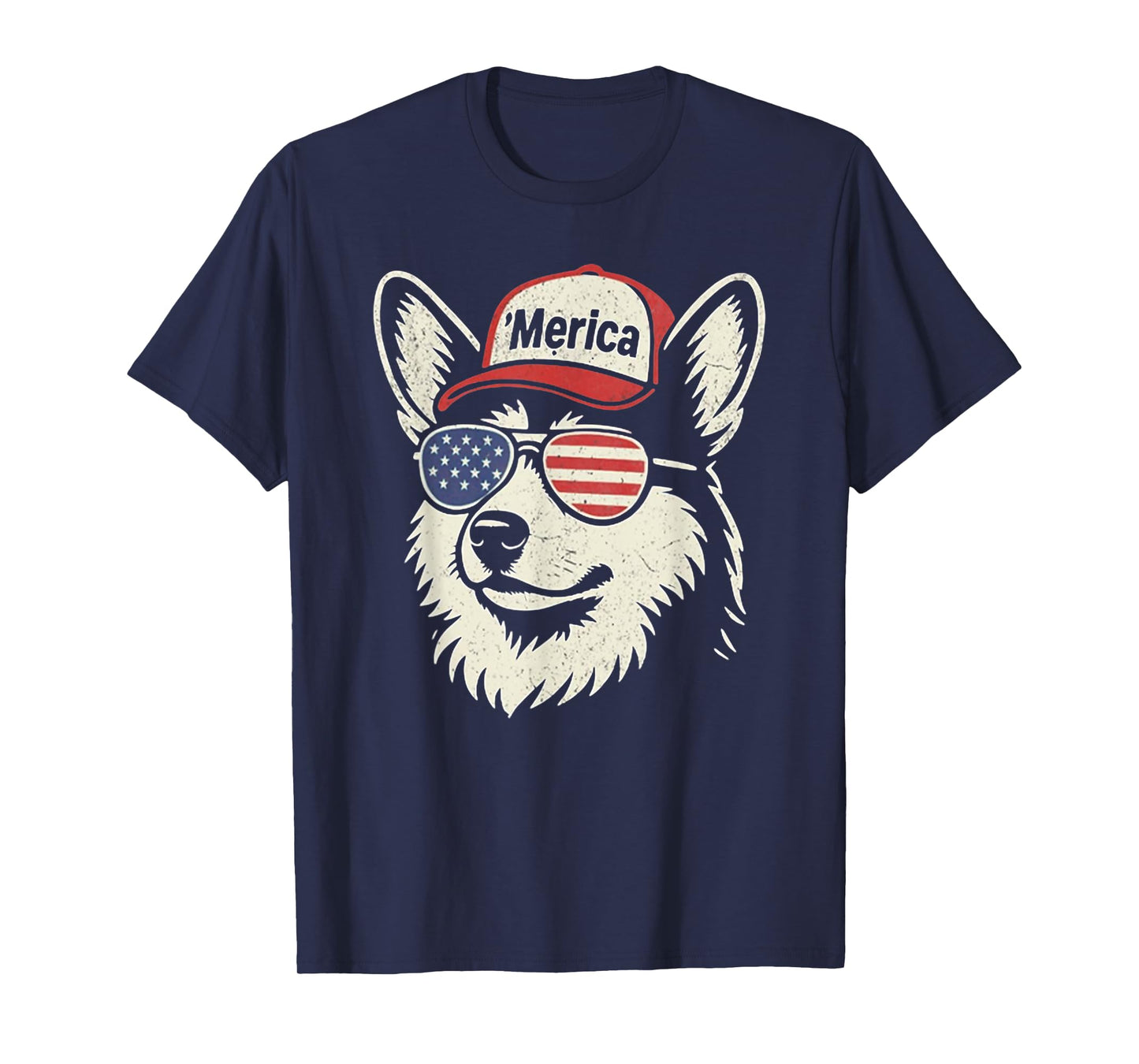 'Merica Corgi Dog Wearing Sunglasses Hat 4th of July T-Shirt for Men Women
