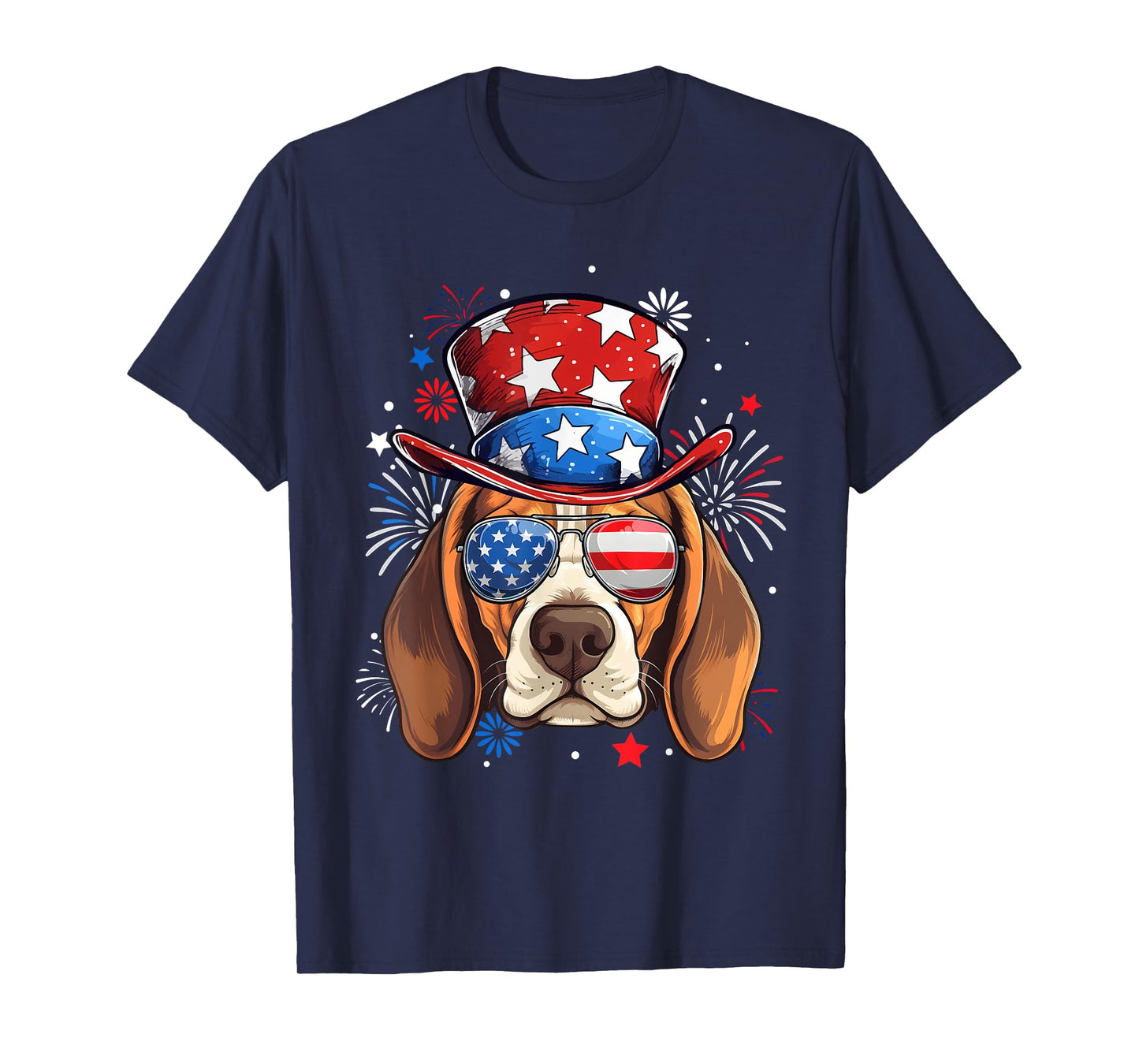 Beagle Patriotic USA Flag 4th Of July Dog Lover Women Kids Men T-Shirt