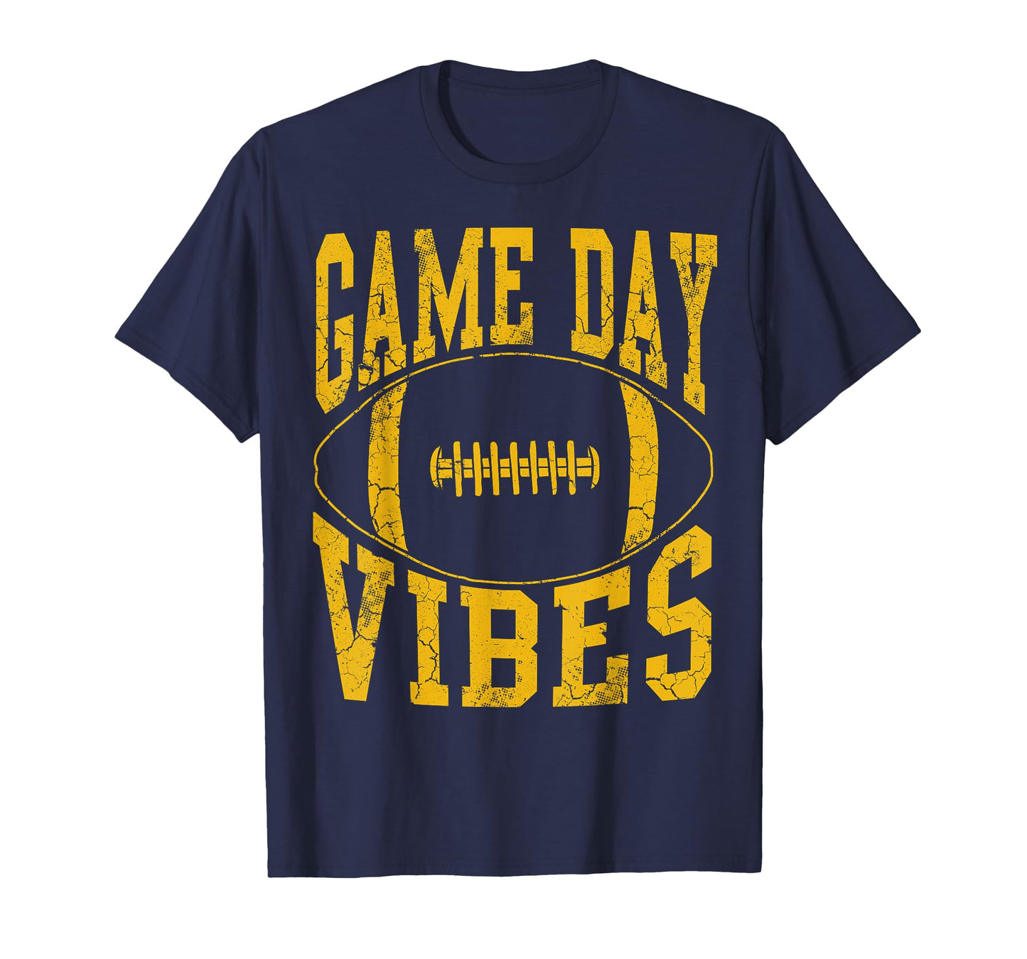 Game Day Vibes Yellow Football Vintage Distressed Graphic T-Shirt