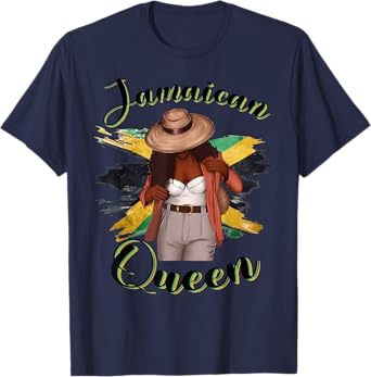 Proud Jamaican Melanin Queen Jamaican Afro Girl Jamaica Flag T-Shirt