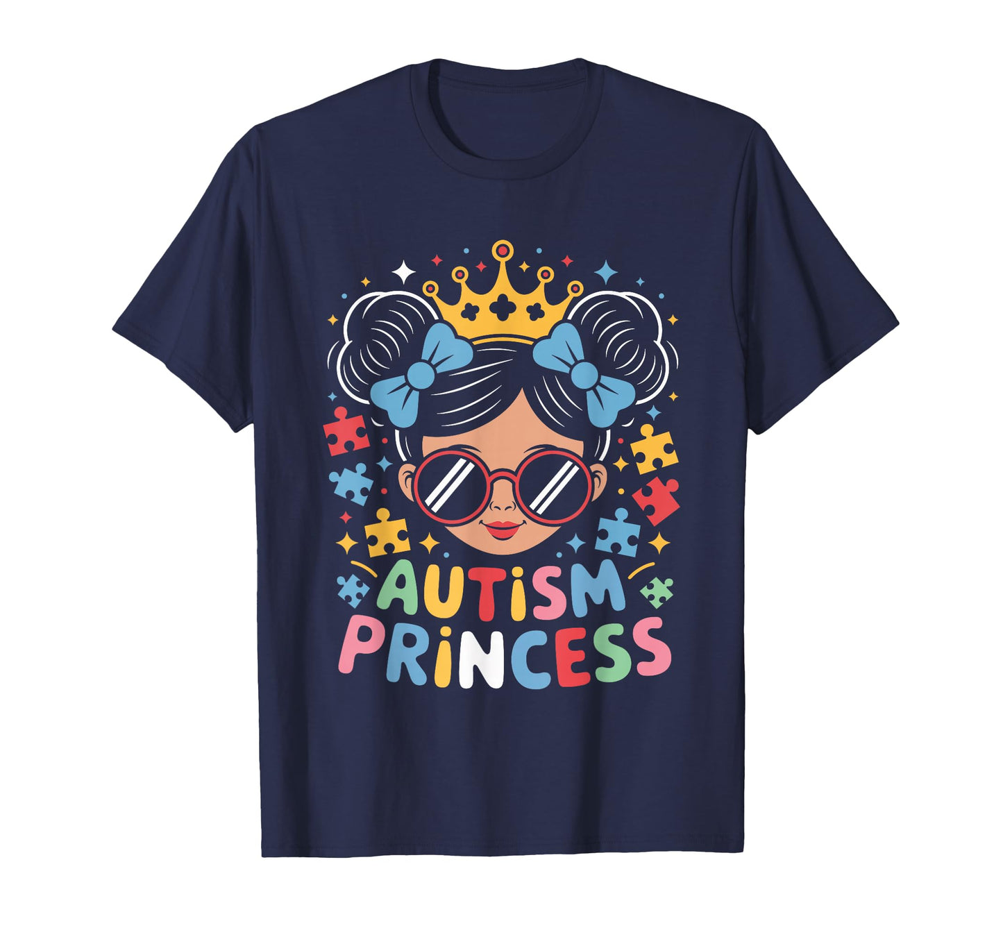Autism Princess Afro Girls Bow Daughter Autism Awareness T-Shirt