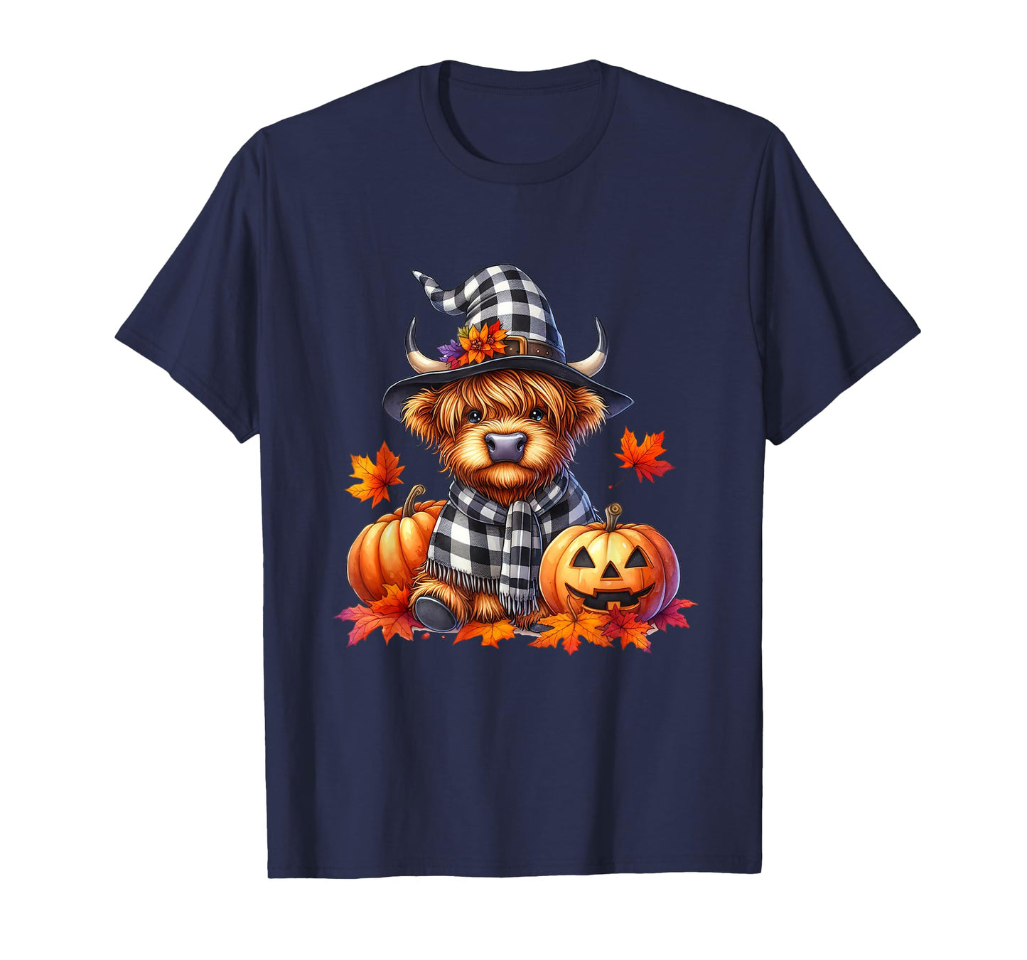 Funny Halloween Highland Cow Witchy Pumpkin It's Fall Y'all T-Shirt