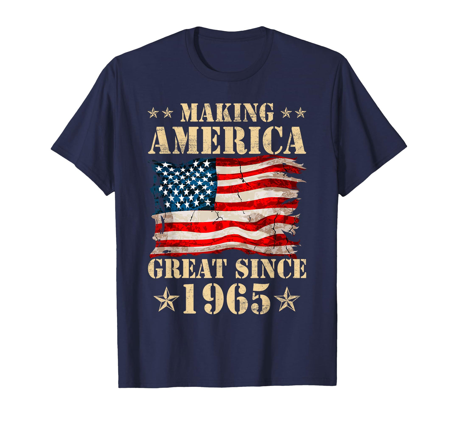 Vintage Making America Flag Great Since 1965 Birthday Party T-Shirt