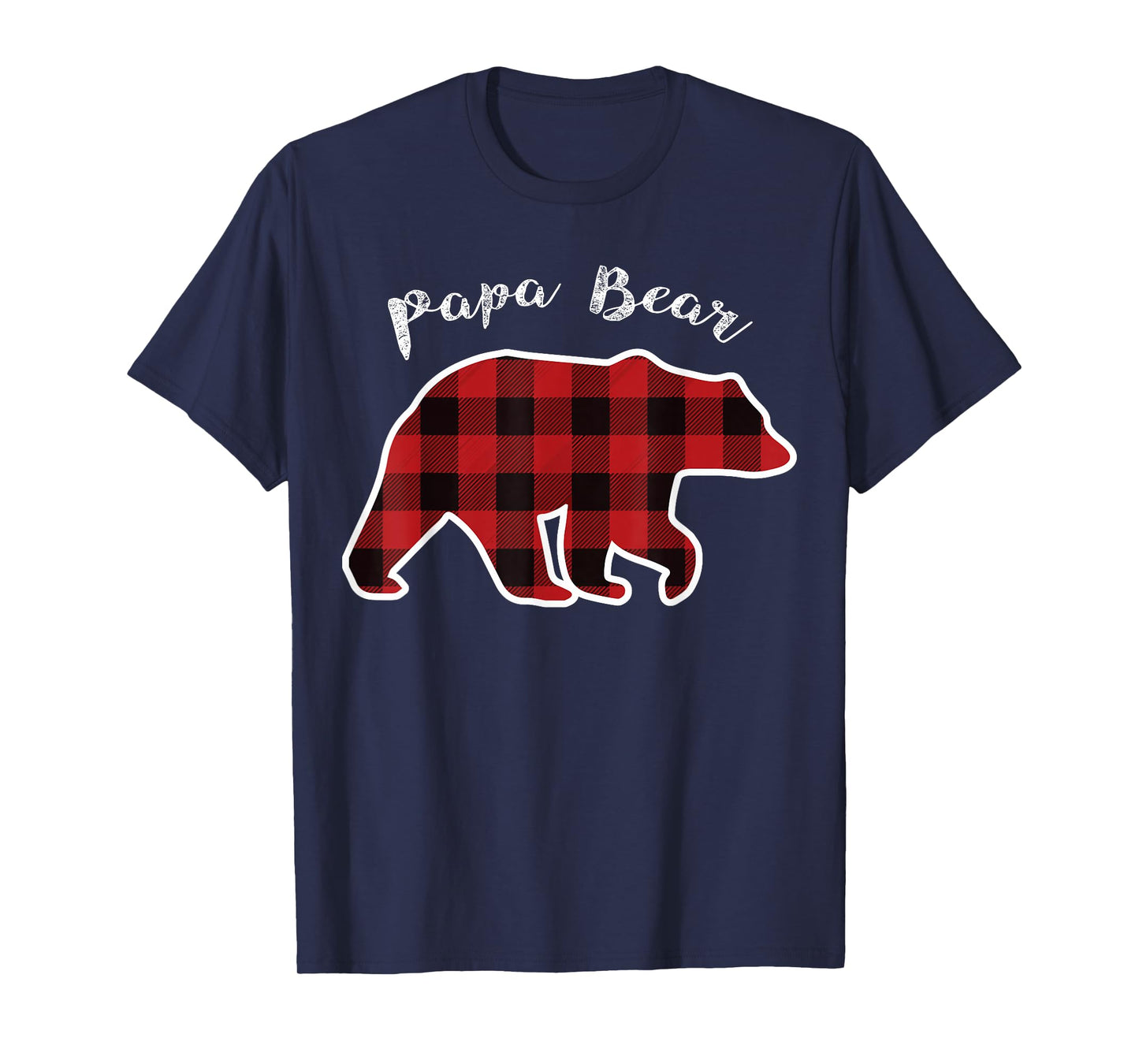 PAPA BEAR | Men Red Plaid Christmas Pajama Family Dad Gift T-Shirt