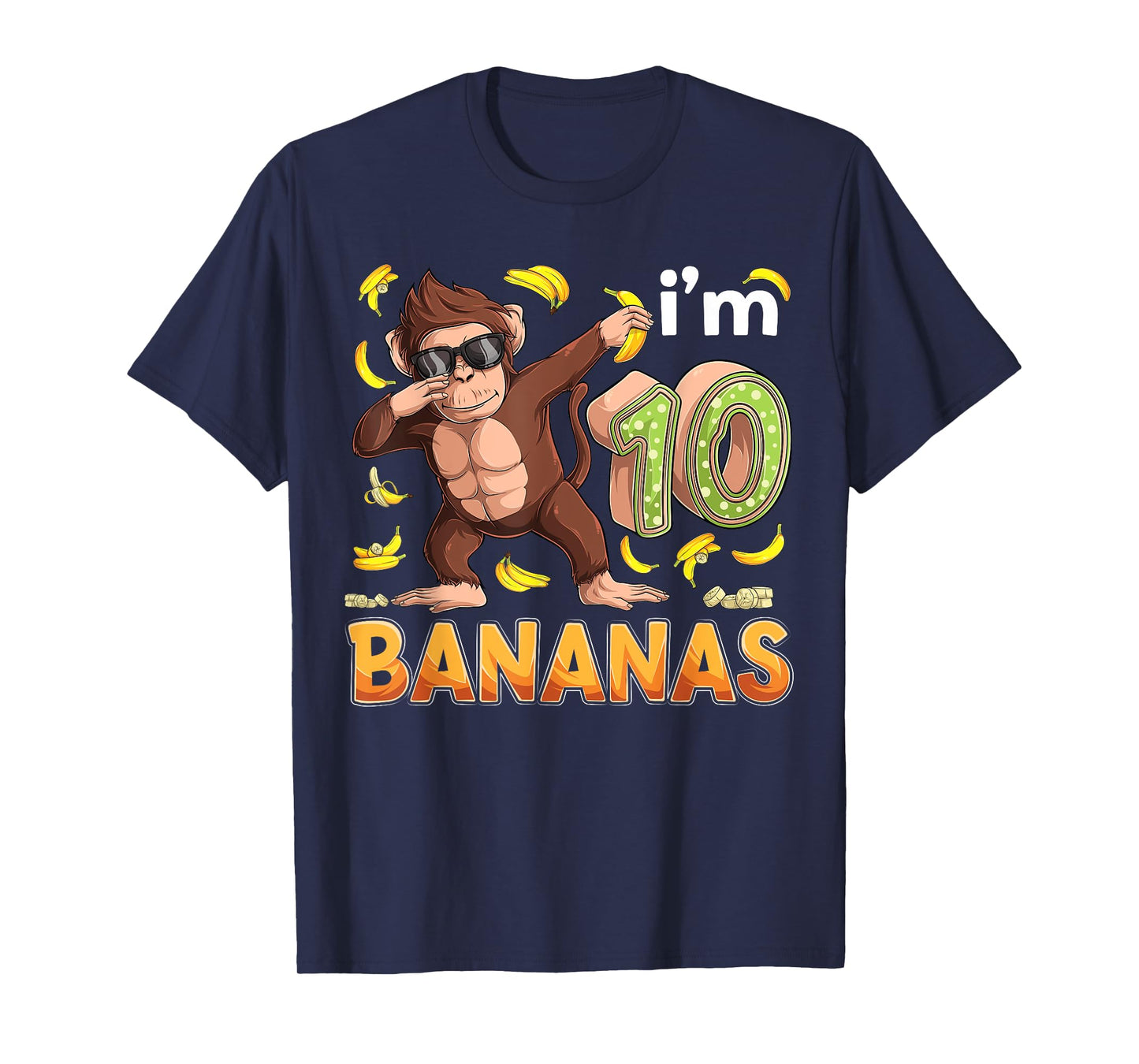 10 Year Old Monkey Birthday Safari Jungle Animal 10th B-day T-Shirt