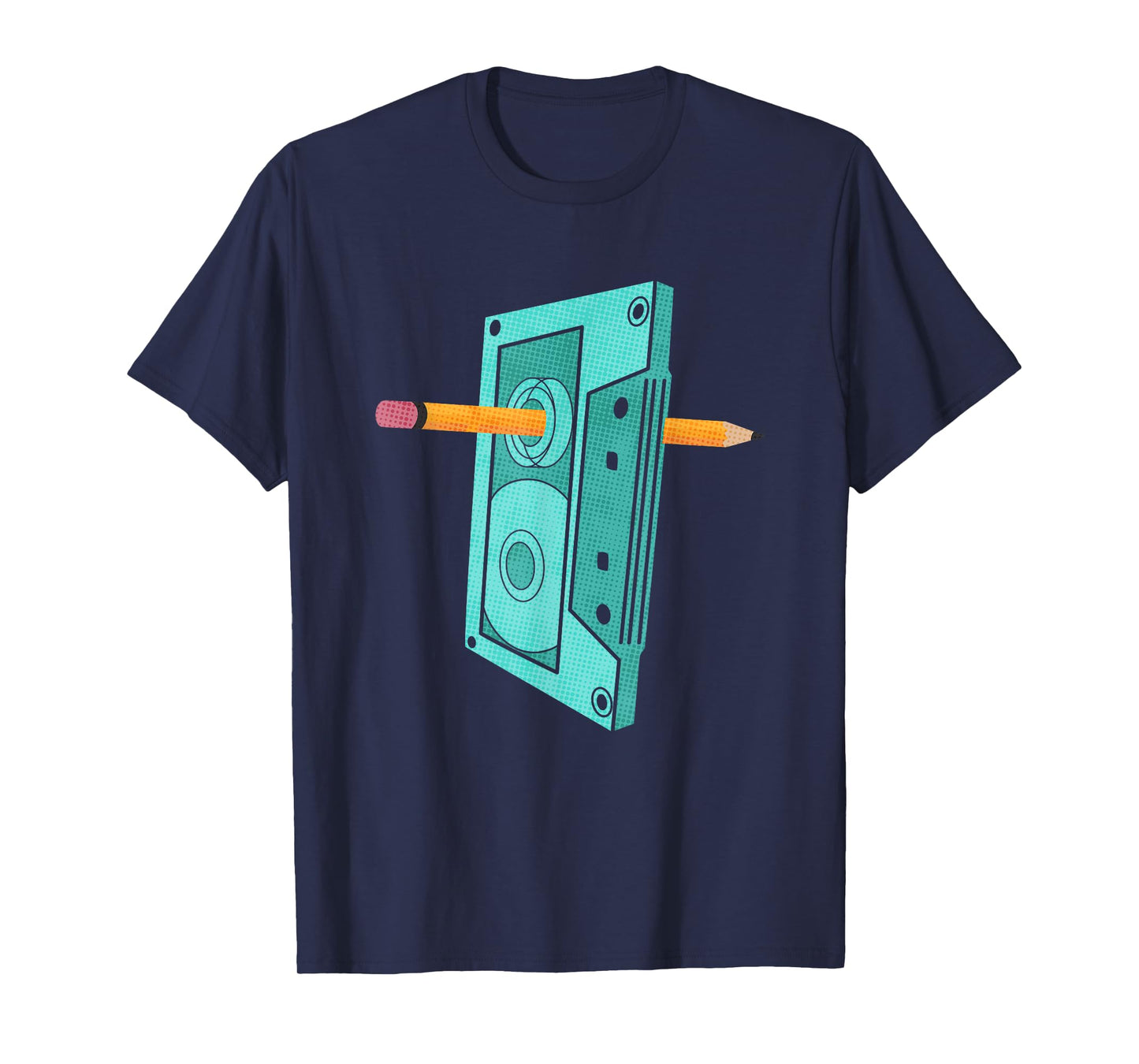 Vintage Rewind Funny 80s 90s Cassette Pencil Gift Men Women T-Shirt