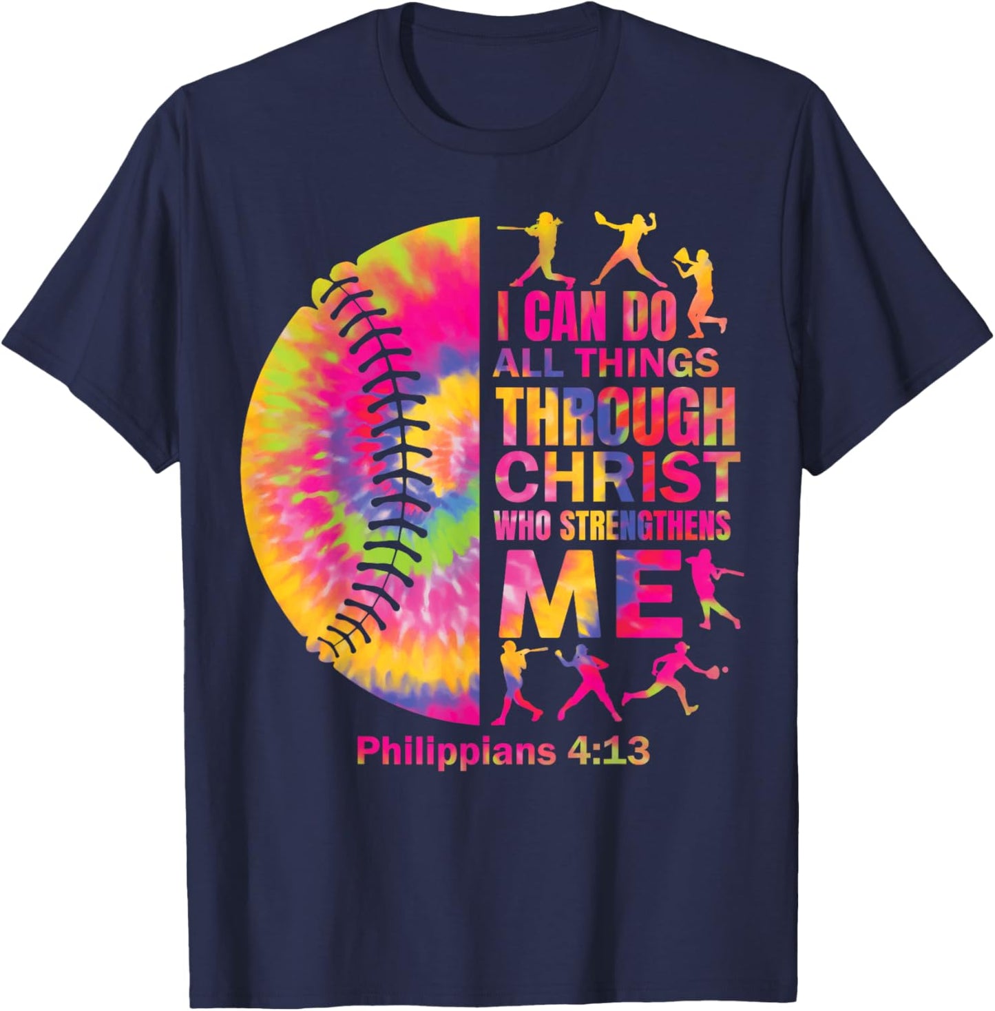 Softball-Shirt Women Girls Teen Christian Christ Tie Dye T-Shirt