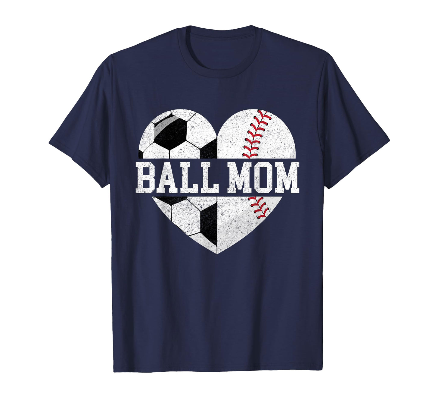 Ball Mom Shirt Heart Funny Baseball Soccer Mom T-Shirt