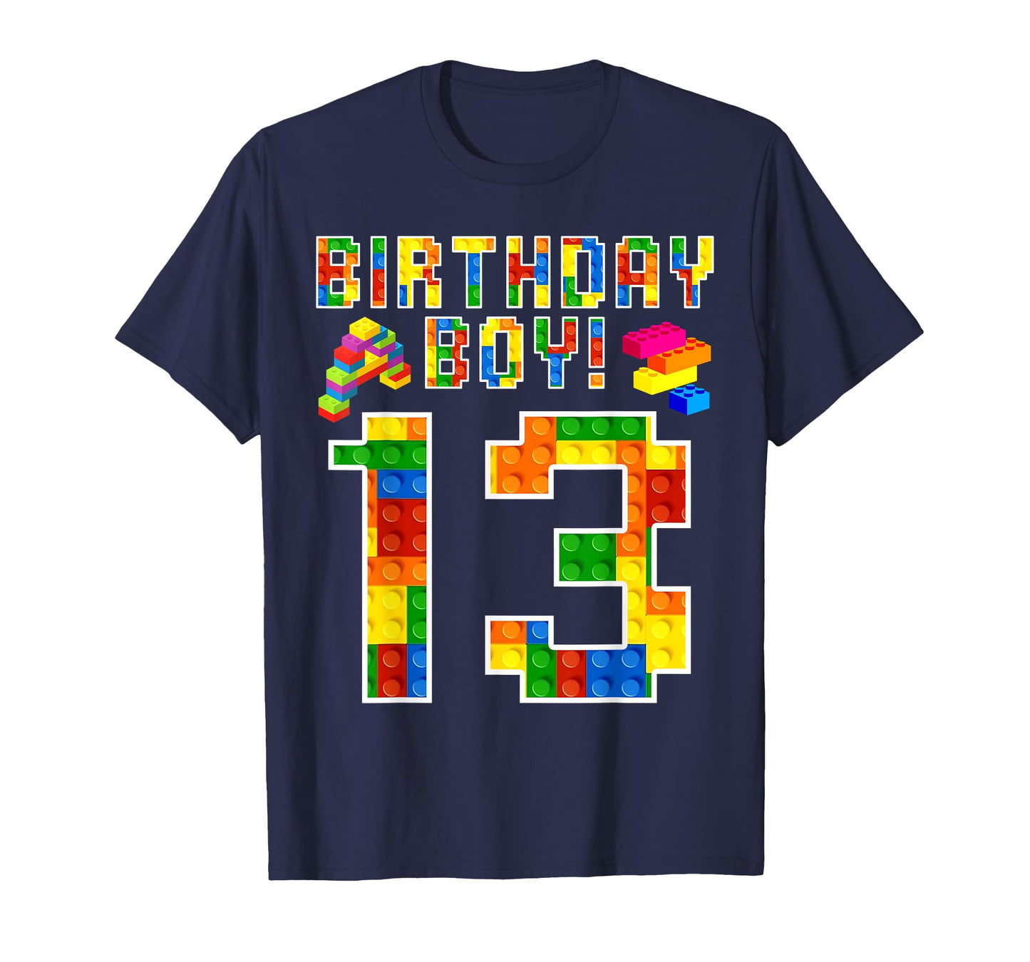 Perfect 13th Birthday 13 Years Old Block Building Boy Kids T-Shirt