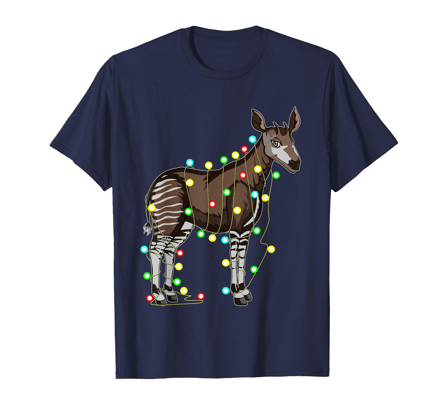 Funny Christmas Okapi Lover T-Shirt by Funny Christmas Okapi Gifts Tizy Apparel - Unisex-Adults and Kids - Black - Short Sleeve - Size Small