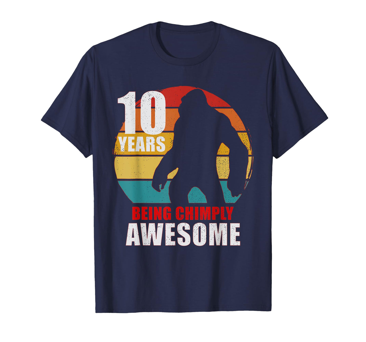 10 Years Old Being Chimply Awesome 10th Birthday Monkey T-Shirt