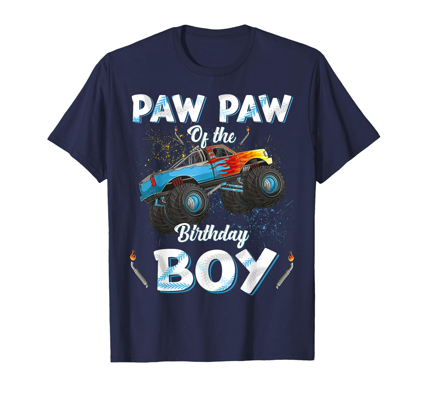 Paw Paw Of The Birthday Boy Monster Truck Bday Men Grandpa T-Shirt