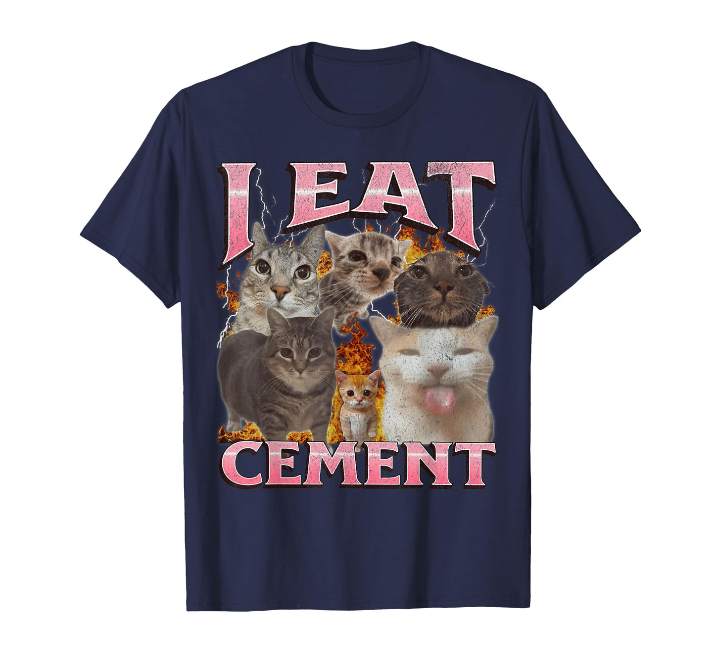 I Eat Cement Funny Cat Meme Bootleg Graphic T-Shirt