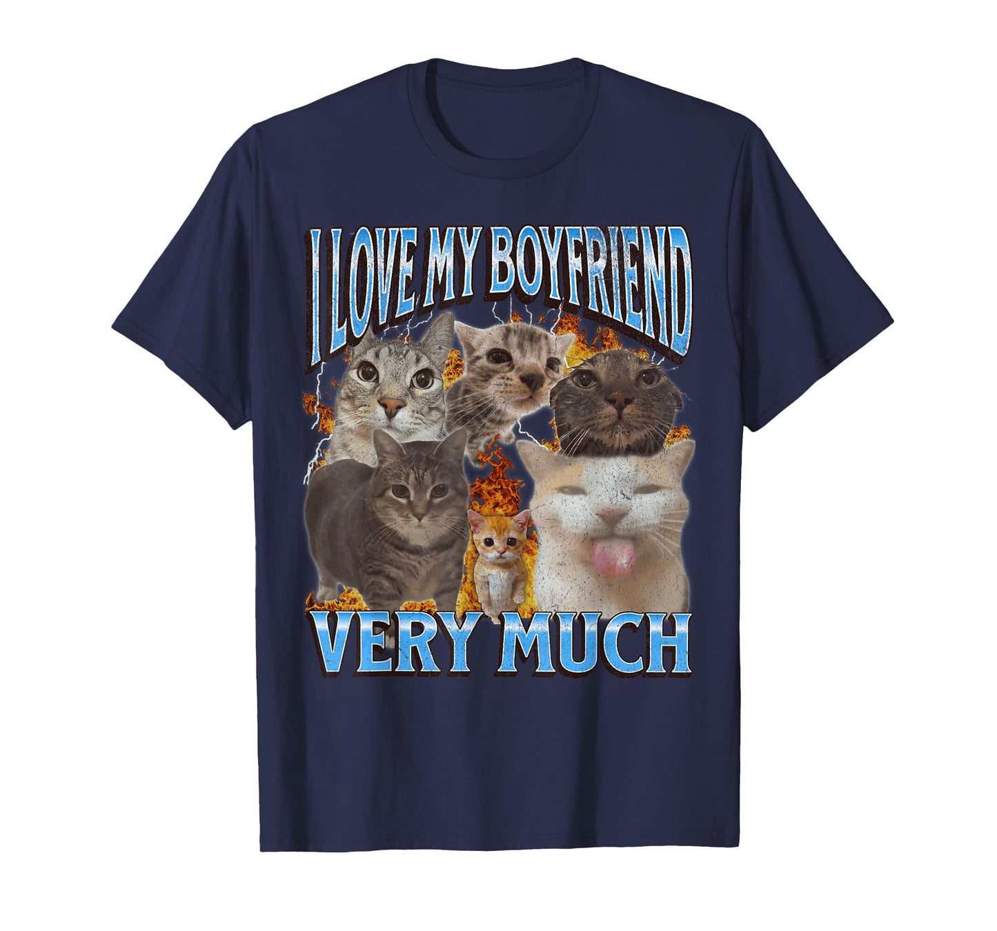 My Boyfriend Funny Cat Meme Bootleg Graphic T-Shirt