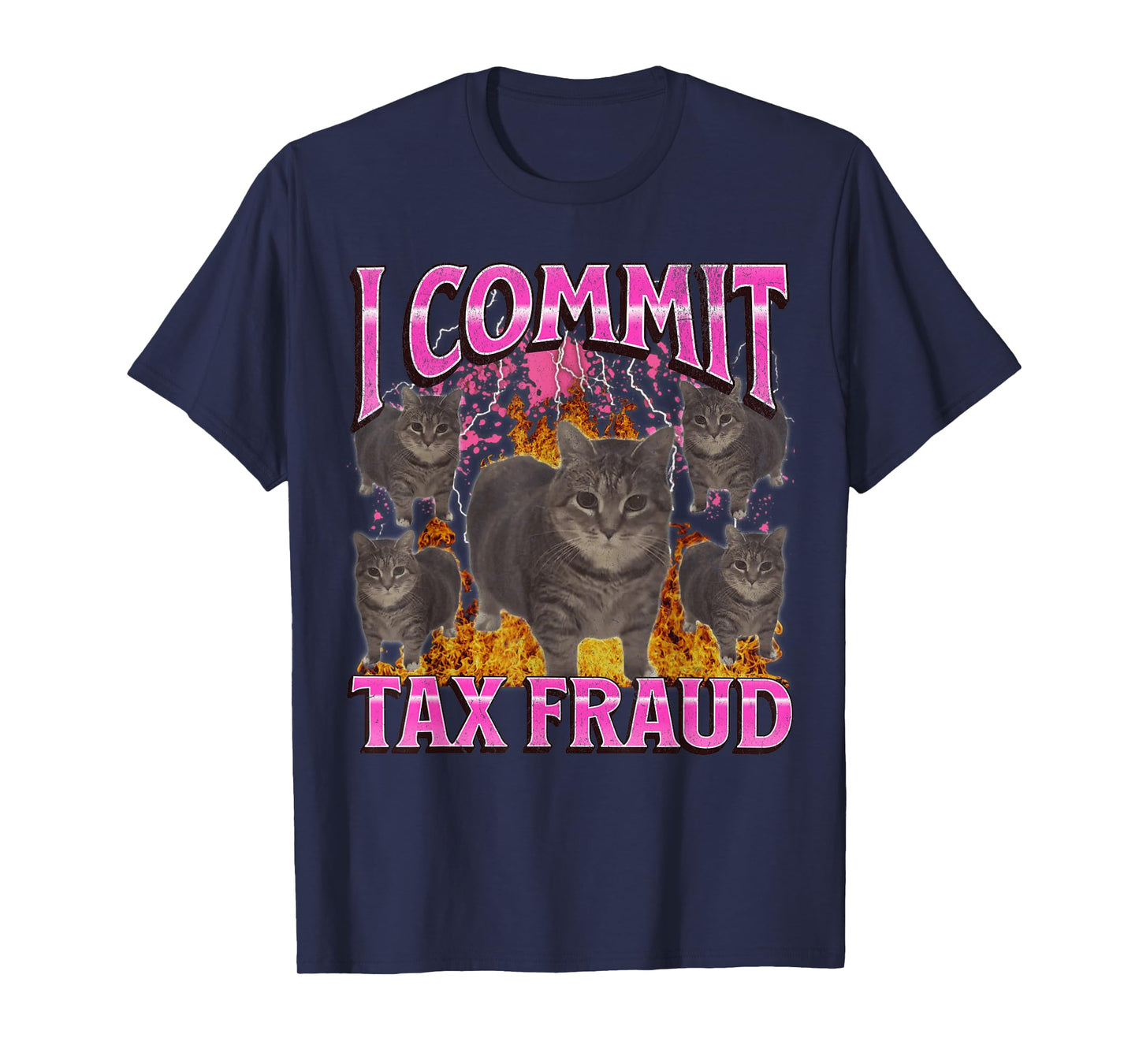 I Commit Tax Fraud Funny Oia Oia Cat Meme Bootleg Graphic T-Shirt