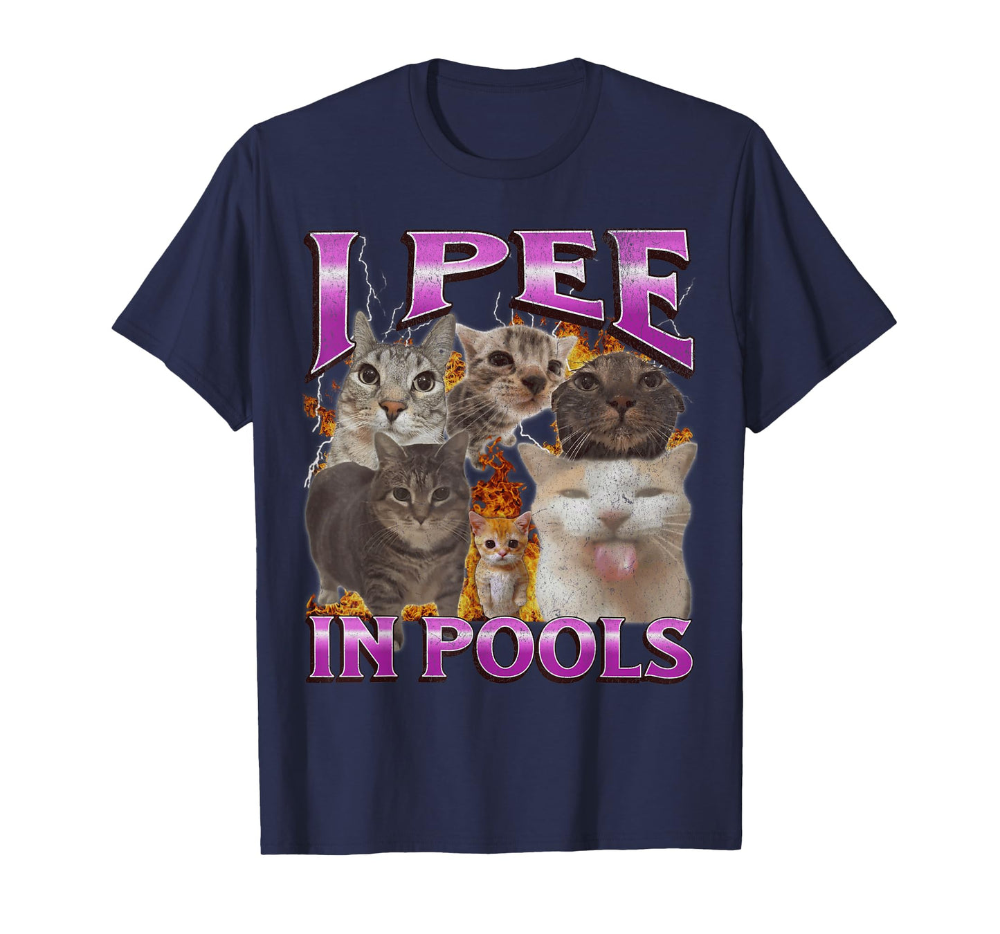 I Pee In Pools Funny Cat Meme Bootleg Graphic Men Women T-Shirt