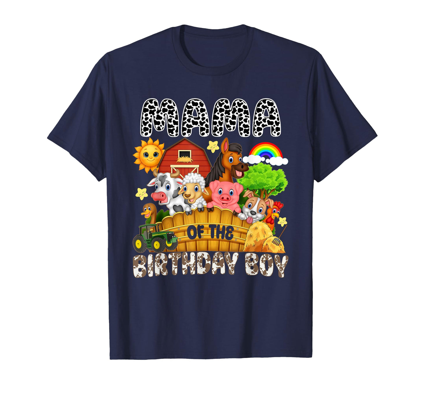 Mama of The Bday Boy Farm Animals Matching Farm Theme T-Shirt