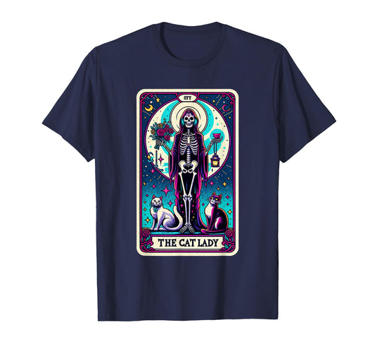 "The Cat Lady" Skeleton Tarot Card T-Shirt