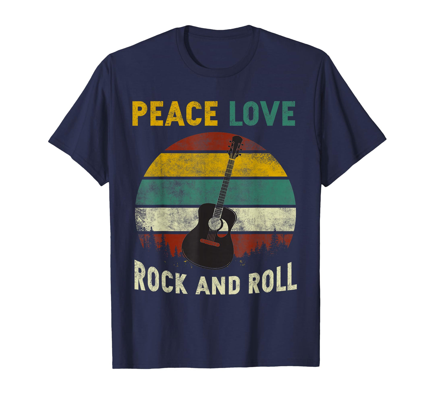Peace Love Rock and Roll Guitar Player Guitarist Vintage T-Shirt