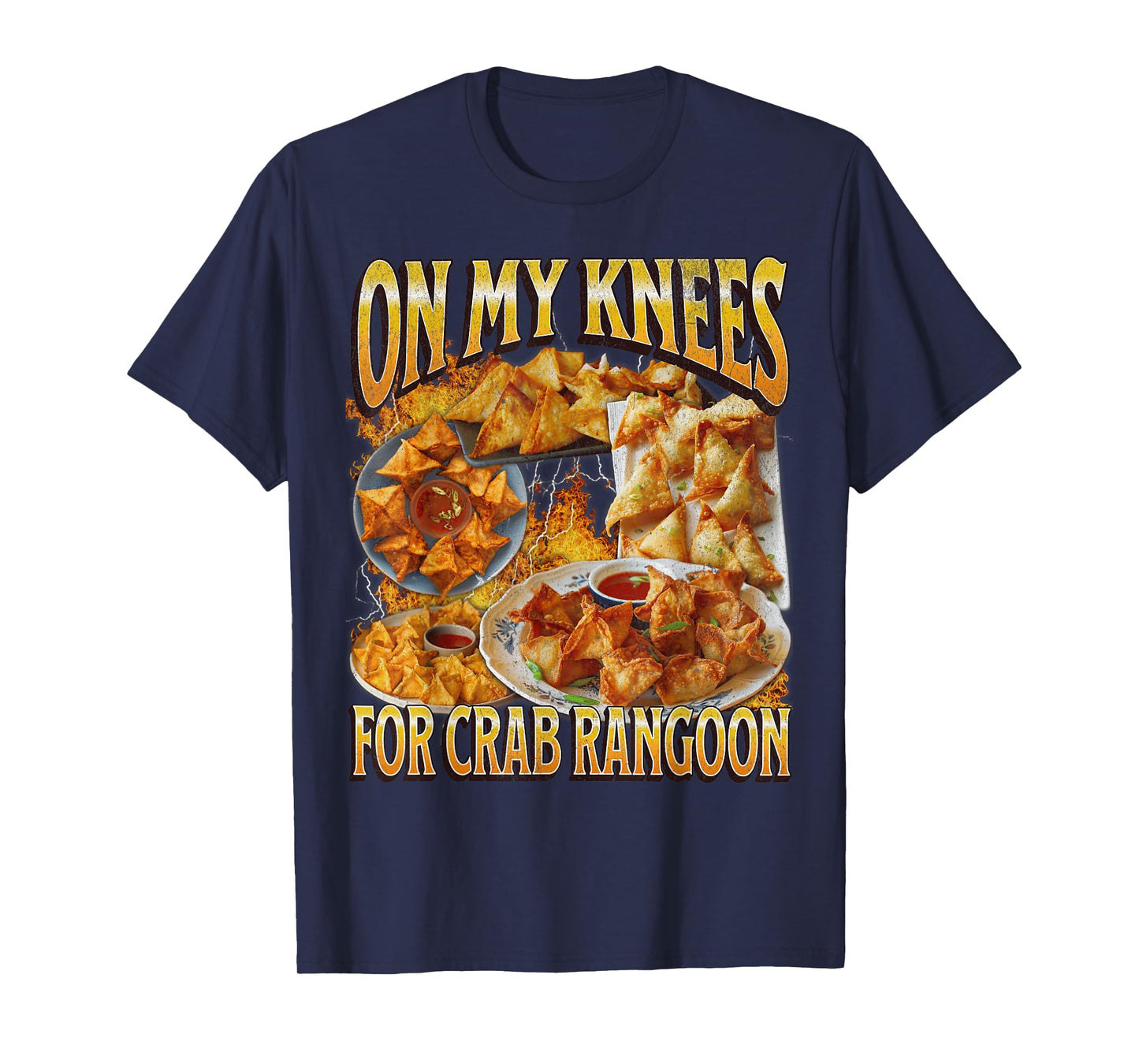 On My Knees Funny Crab Rangoon Meme Bootleg Graphic T-Shirt