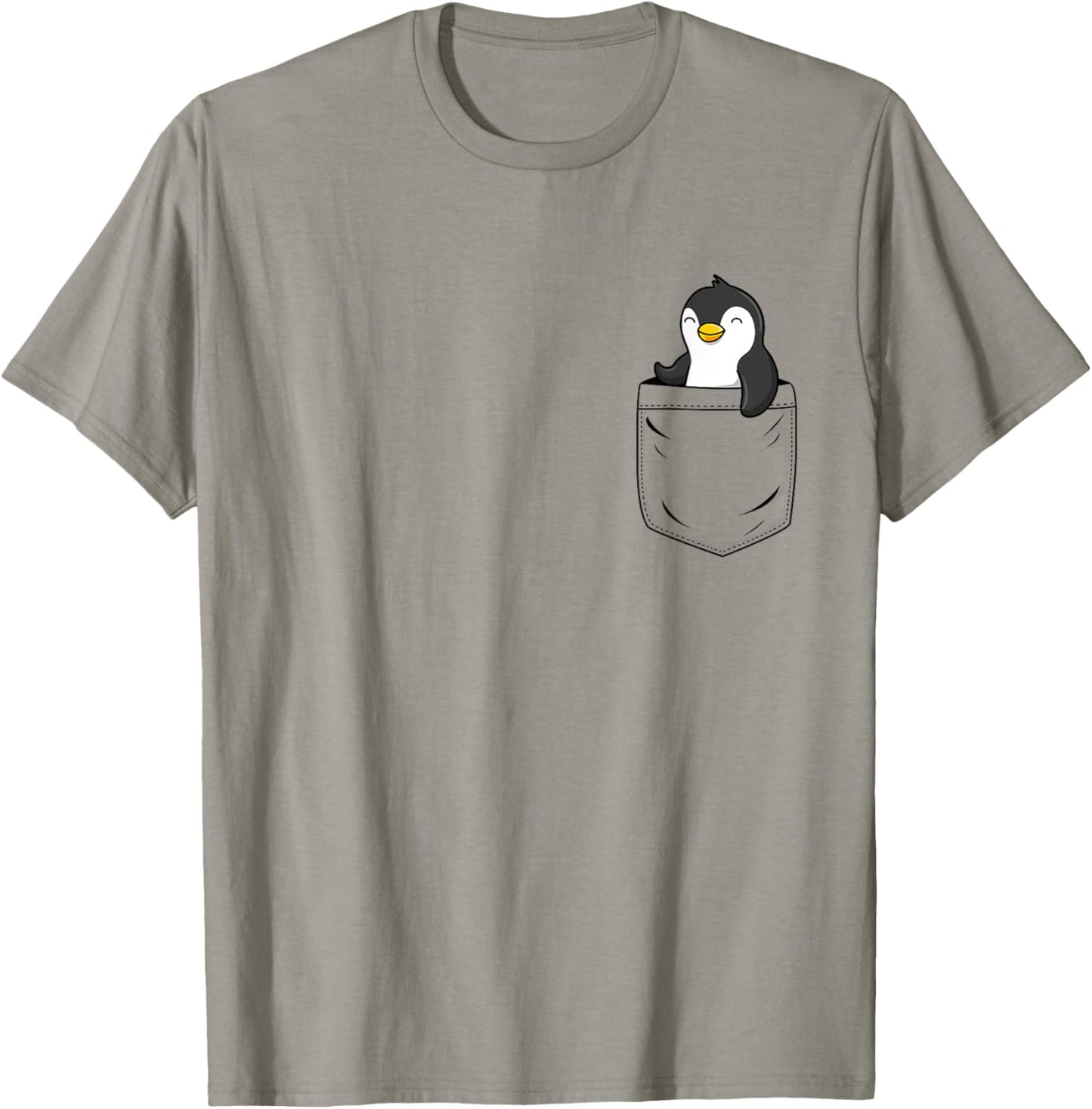 Penguin Lovers Cute Funny Penguin In Pocket T-Shirt, Small, Grey