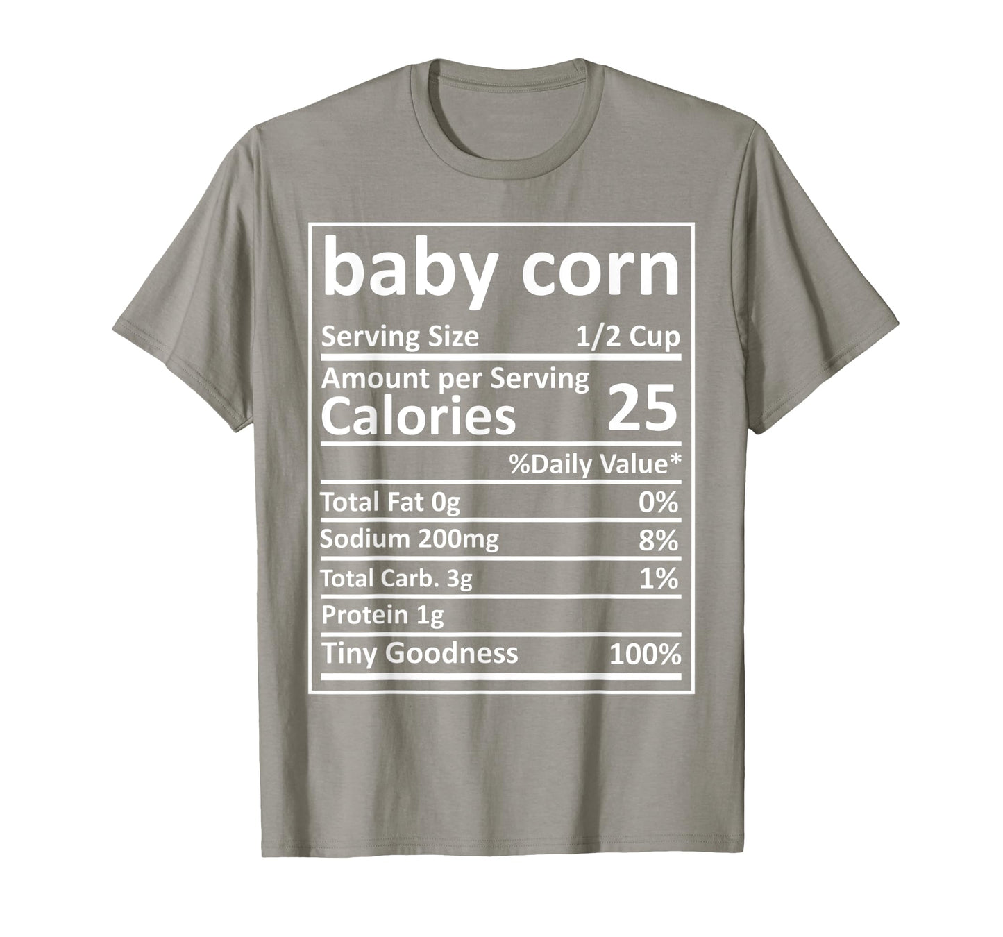 Baby Corn Nutrition Thanksgiving Food Facts Xmas T-Shirt