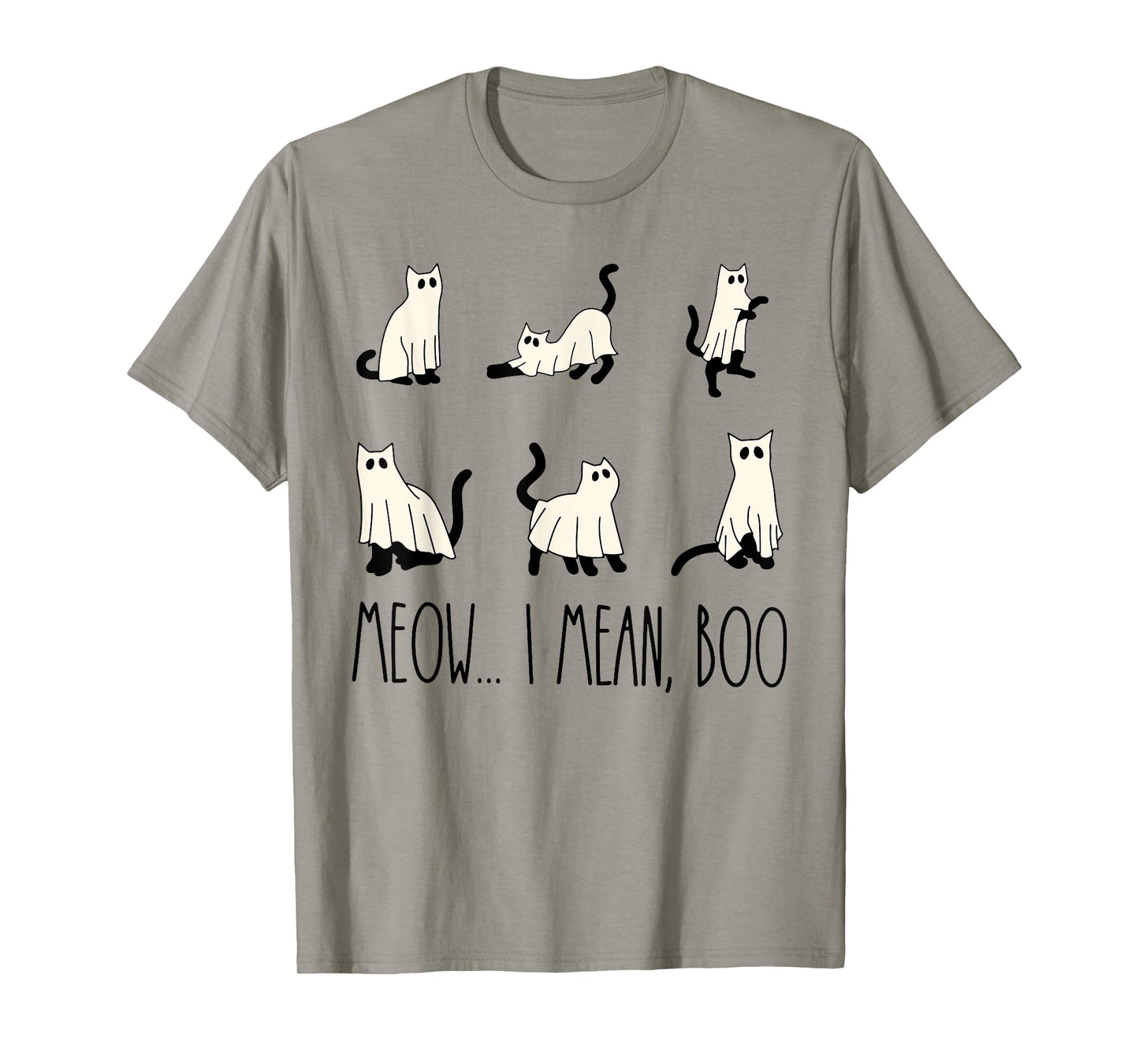 Funny Cat Halloween Shirt Meow I Mean Boo Cat Ghost Cute T-Shirt