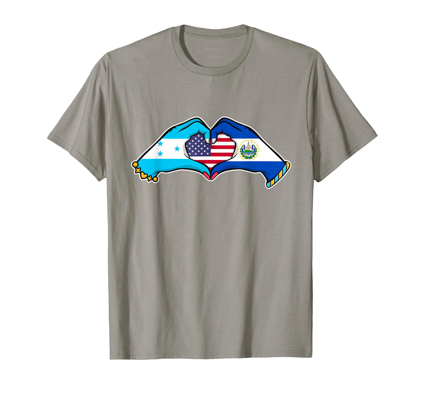 Heart hands El Salvador, Honduras and the USA T-Shirt